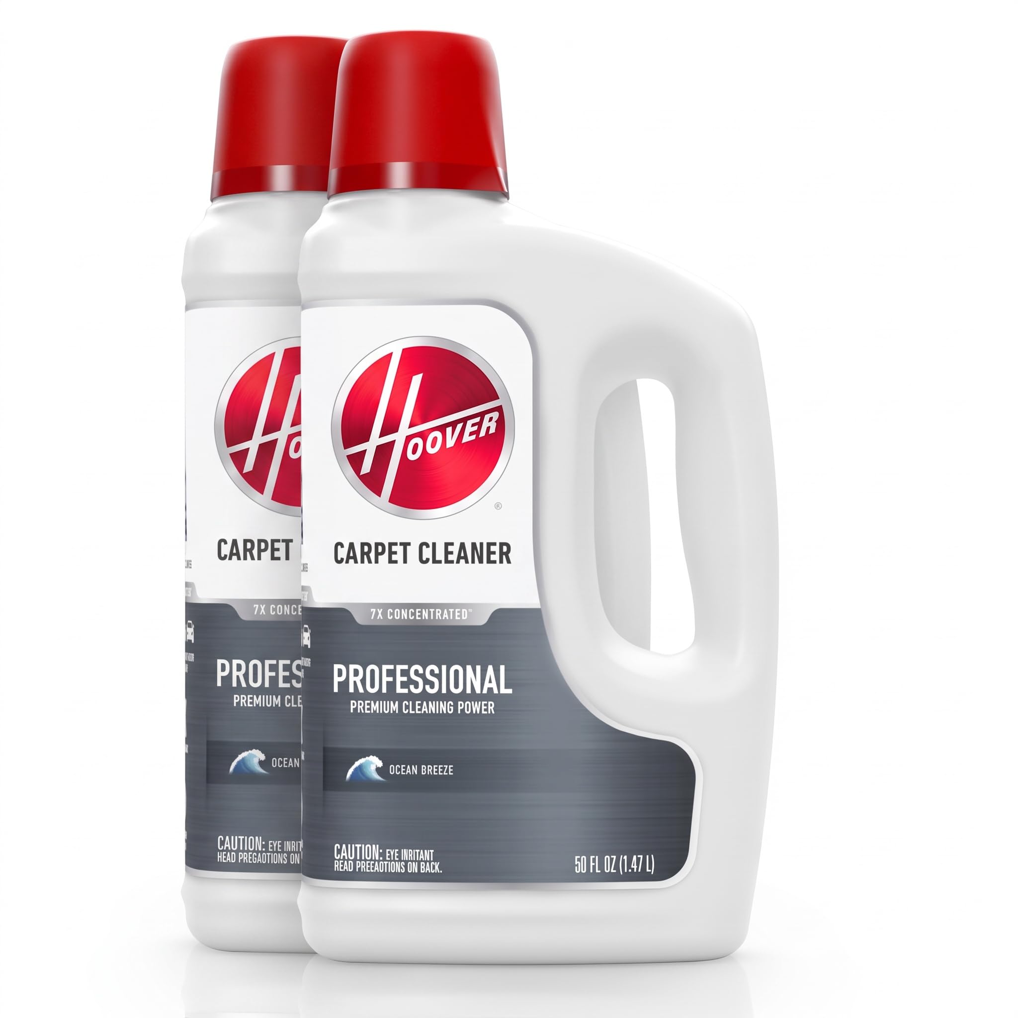 Hoover Prime Professional Carpet Cleaner Solution, 50 oz., Ocean Breeze Scent, Powerful Shampoo Solution, Remove Tough Stains, Pair Carpet Cleaner Machine, (Pack of 2)