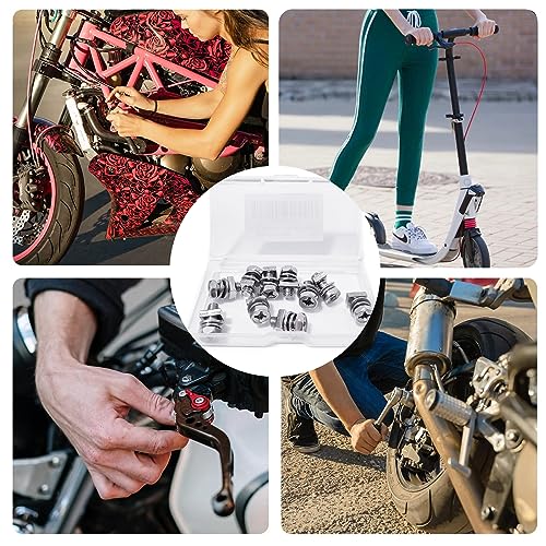 10 Sets Motorrad Batterie Schrauben und Muttern,Hexagon Maschinenschraube für ATV Fahrzeug, Roller, Motorrad, Quad Bike M5x14mm,304 Edelstahl (Silber)