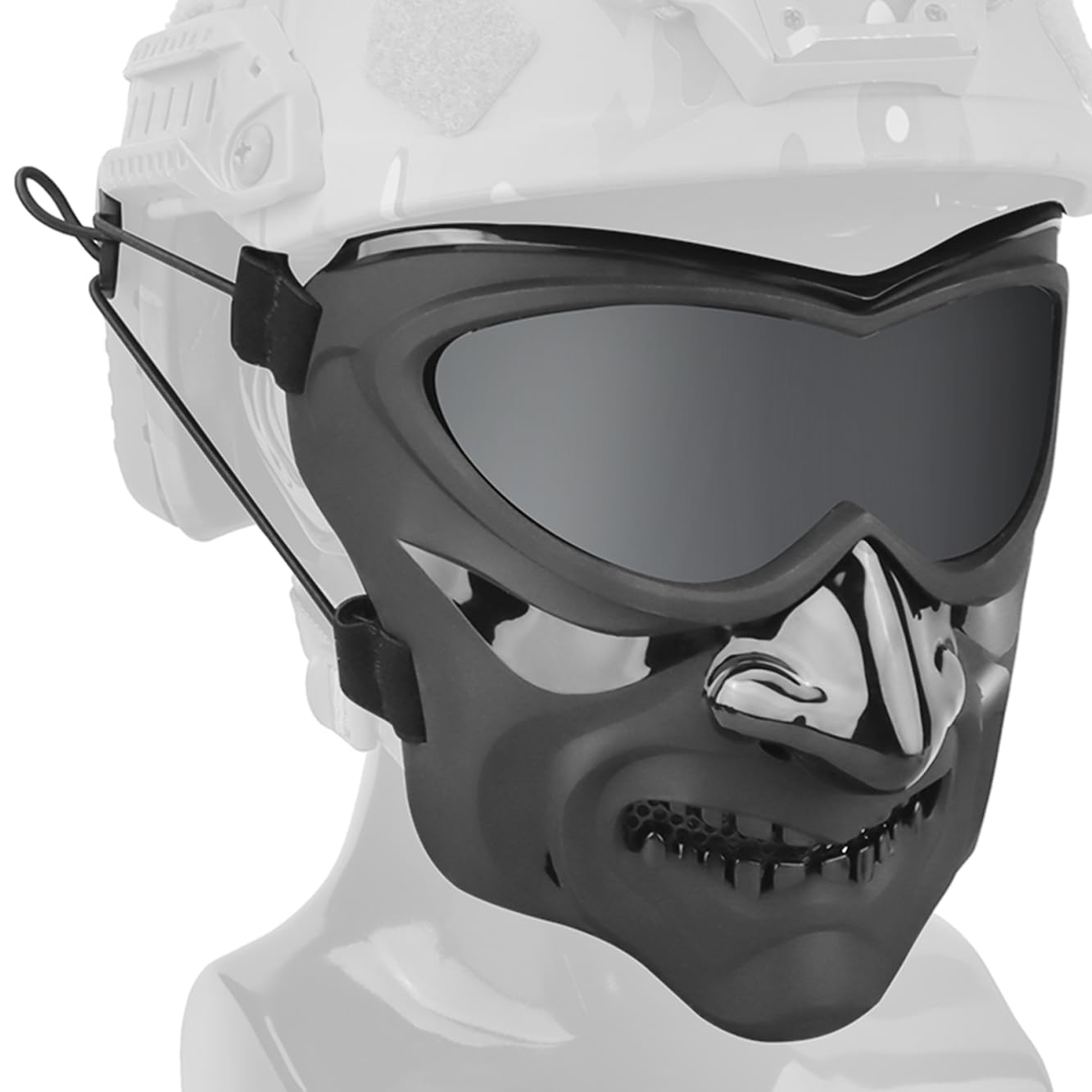 AOUTACC Demi-Masque de Protection créatif pour Airsoft, Jeu de Plein air, Masque de Sport pour Adultes, Hommes et Femmes, CS Chasse, Paintball (Noir