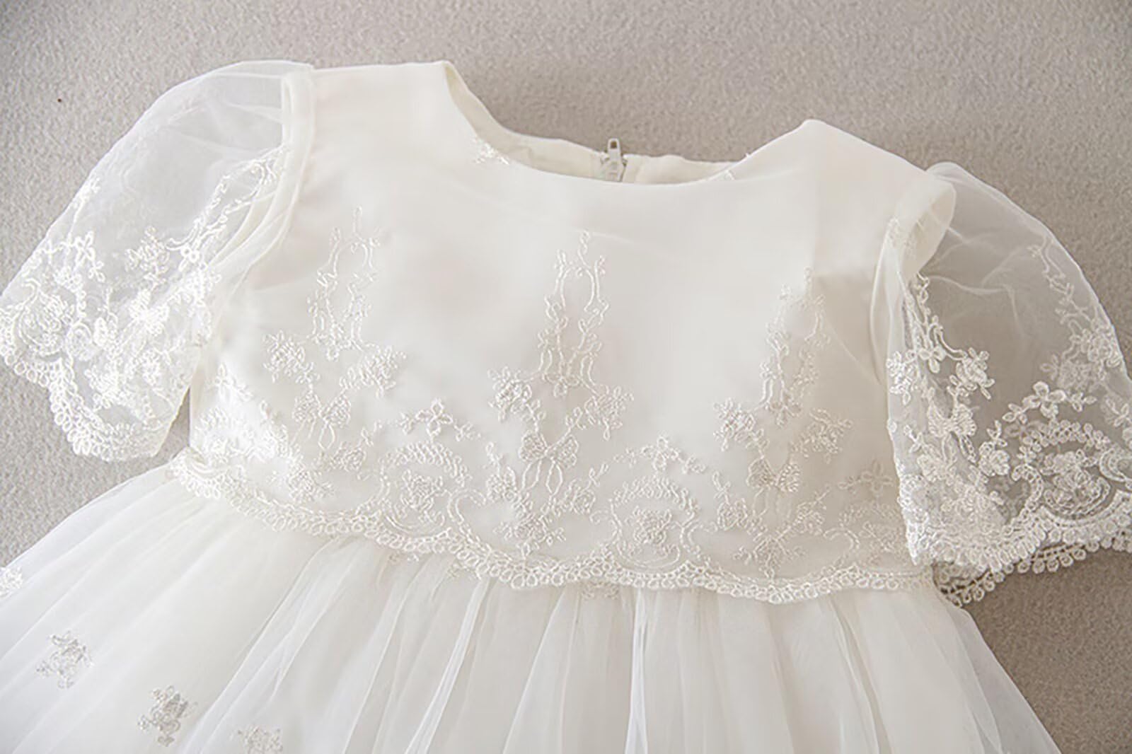 Robe de Baptême pour Bébé Fille Longue Robe de Bénédiction Blanc Mariage Formel Robes pour nouveau-né