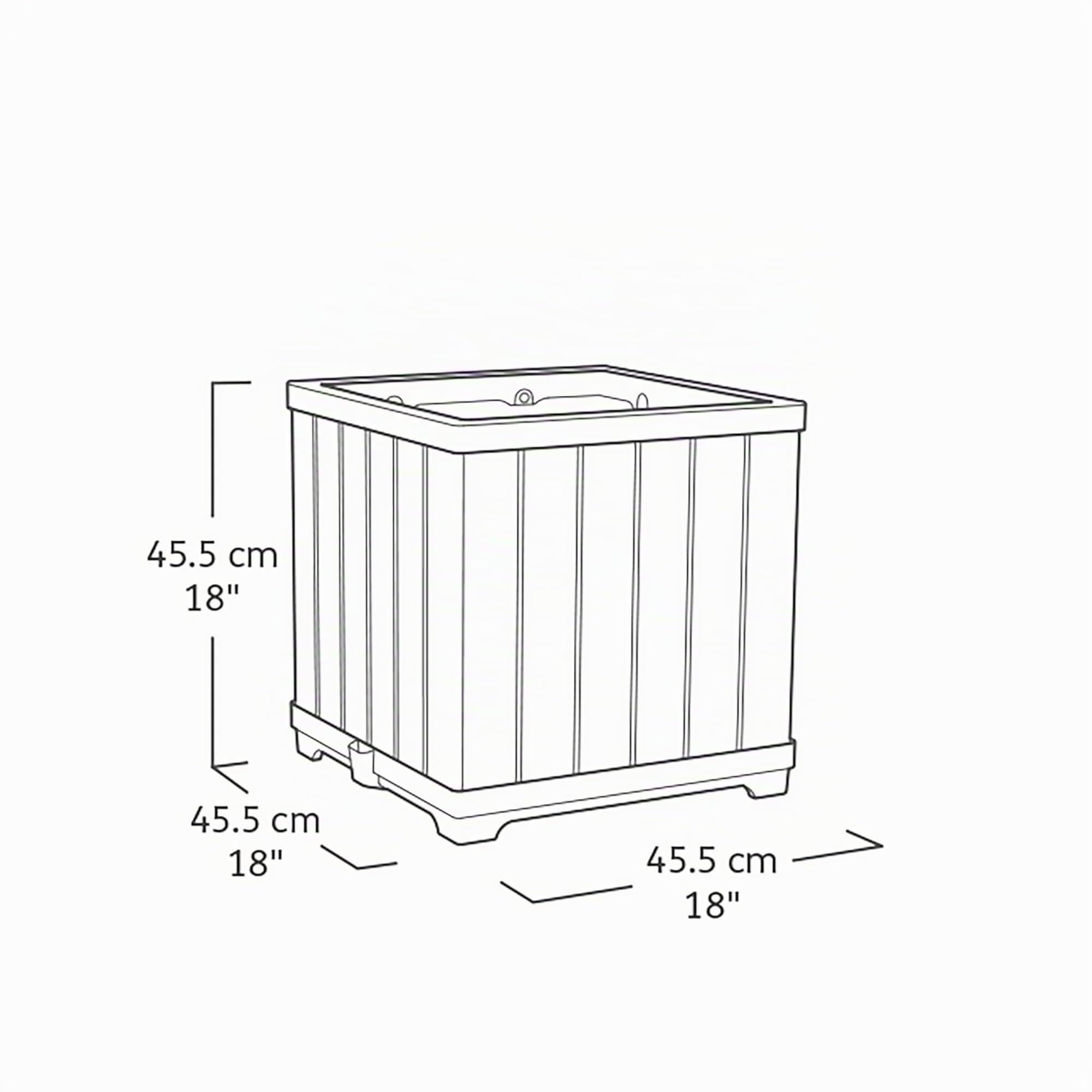 Keter Deco Square Pflanzkübel 61 Liter – 45,5x45,5x45,5 cm, wetterfest, mit Wasserreservoir und Wasserstandsanzeiger