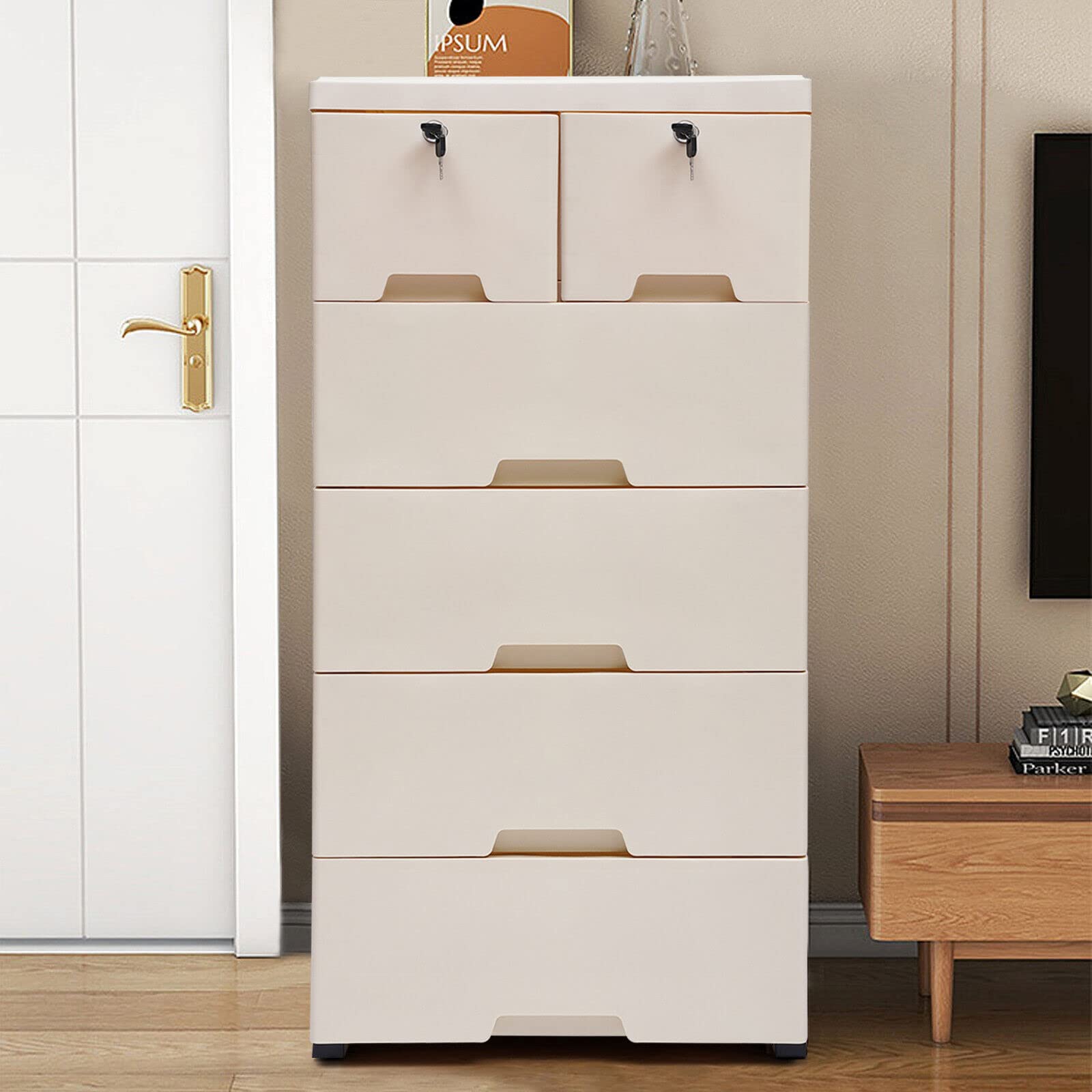 Closet Storage Tower 5-Drawer Stackable Storage Cabinet – Vertical ...