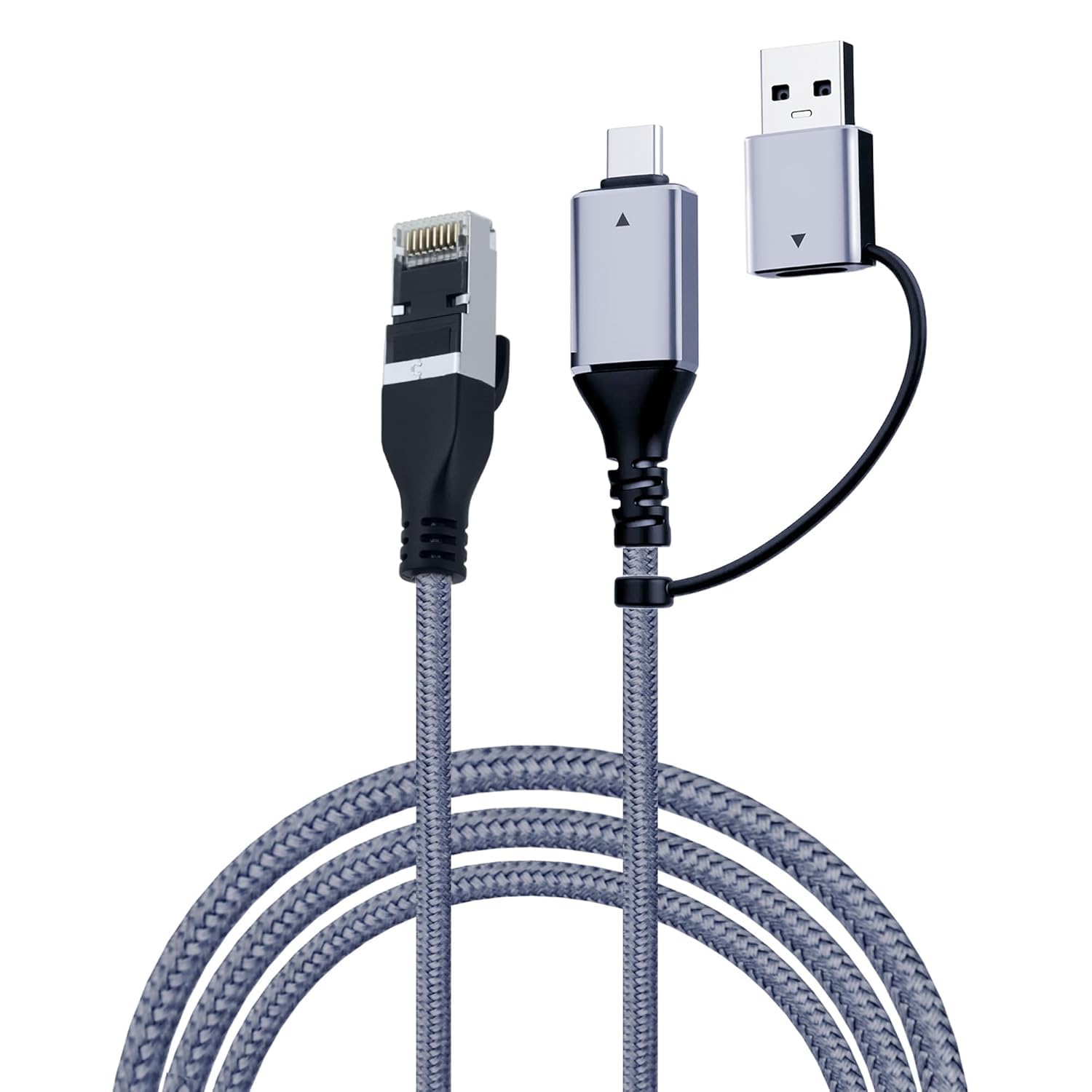 WISTAR 2 in 1 USB A/USB C to Ethernet Cable 6.6FT, Type C to RJ45 Gigabit LAN Network Cord, Plug & Play, Compatible for MacBook, Nintendo Switch 2, iPad, iPhone 16 Pro/Max-image-2