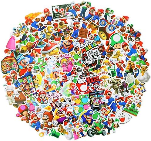 112pcs Super Mario Merchandise Stickers, Vinyl Sticker for Laptop Water Bottle Guitar Bike Car Motorcycle Bumper Luggage Skateboard Graffiti, Cute Decals, Best Gift for Kids,Children,Teen