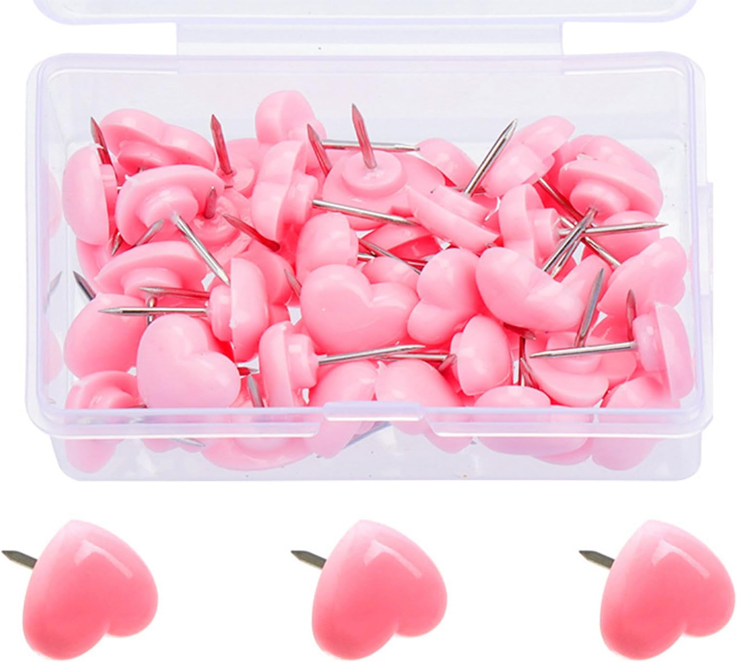 50/100/150Pcs Heart Push Pin Map Pins With Case Cork Notice Board Thumb Tacks Notice Board Pin Drawing For Office Meeting Organization