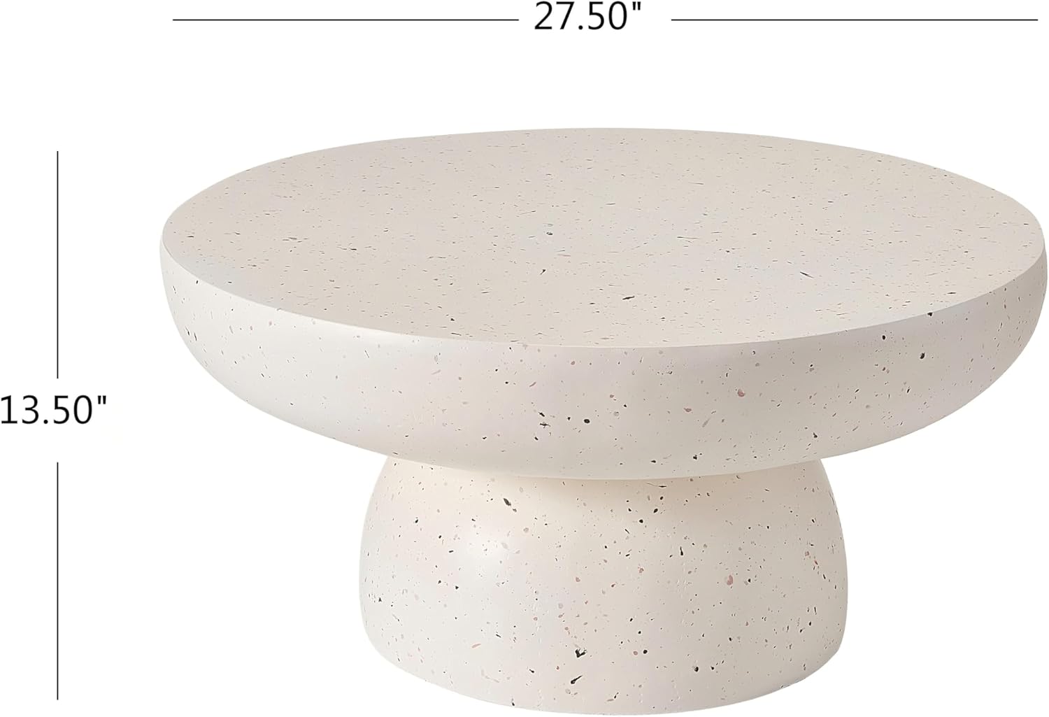 Christopher Knight Home Jade 27.5" Round Coffee Table, MGO Side Table for Patio Furniture Set, Modern Accent Table for Both Indoor and Outdoor Use, End Table for Patio/Deck/Garden, Terrazzo White