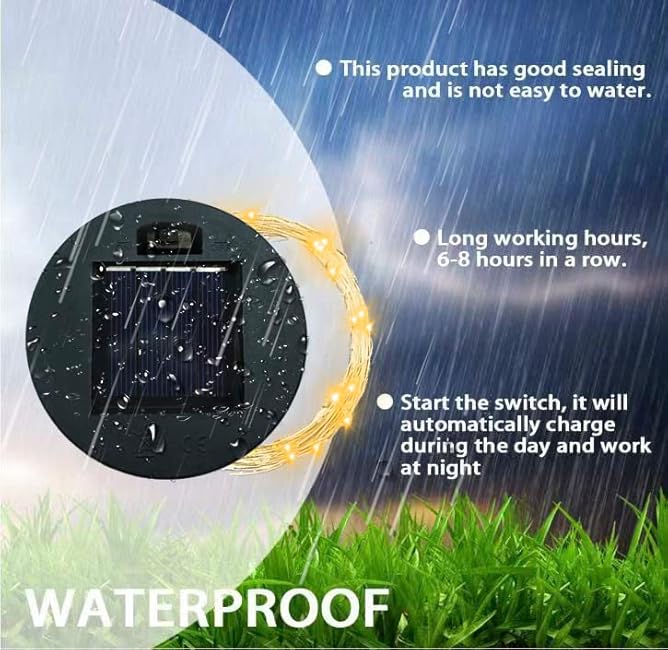 Solar-Replacement Top Lantern Waterproof String - 2 Packs Round Panels Copper Wire Accessories for Garden Watering Can Lights Outdoor Handling Lantern DIY Patio Housewarming Decorations (Warm/Warm)