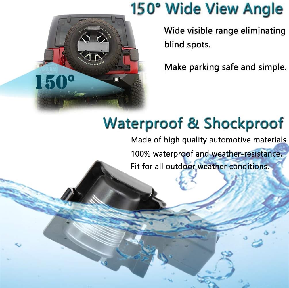 Flash Deals - 60% OFF EWAY Safety Backup Reverse Camera for Jeep Wrangler 2007-2018 License Plate Rear View Cameras Waterproof Exclusive Special EWAY Safety Backup Reverse Camera for Jeep Wrangler 2007-2018 License Plate Rear View Cameras Waterproof