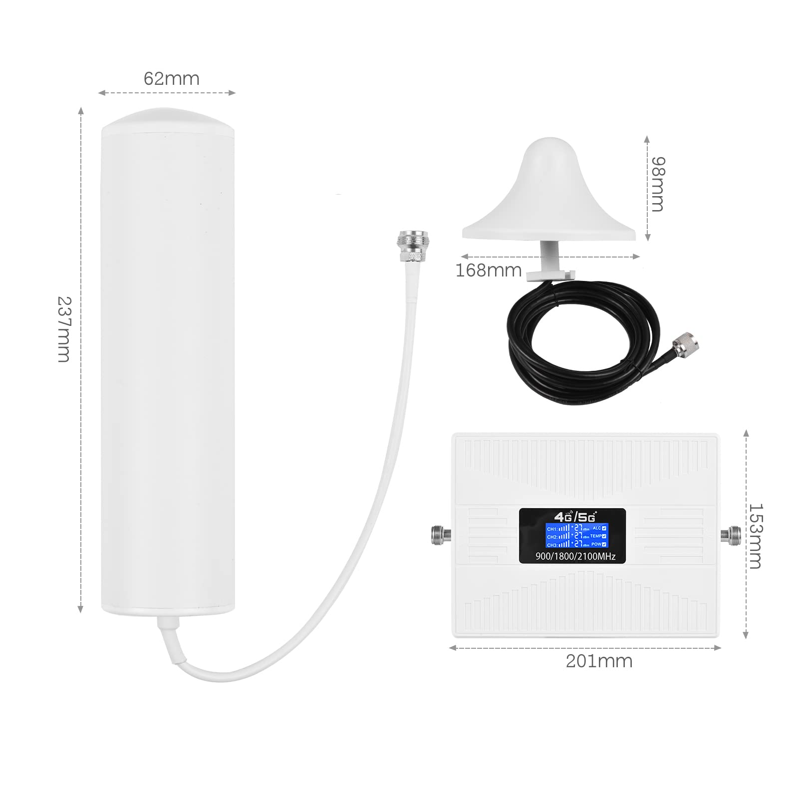 Irfora Signalverstärker-Kit,Signal Booster Kit Telefon Signalverstärker Handy Signal Booster Mobile Signal Repeater Tri Band Signal Booster Repeater mit Zylinderantenne Omnidirektionale Deckenantenne