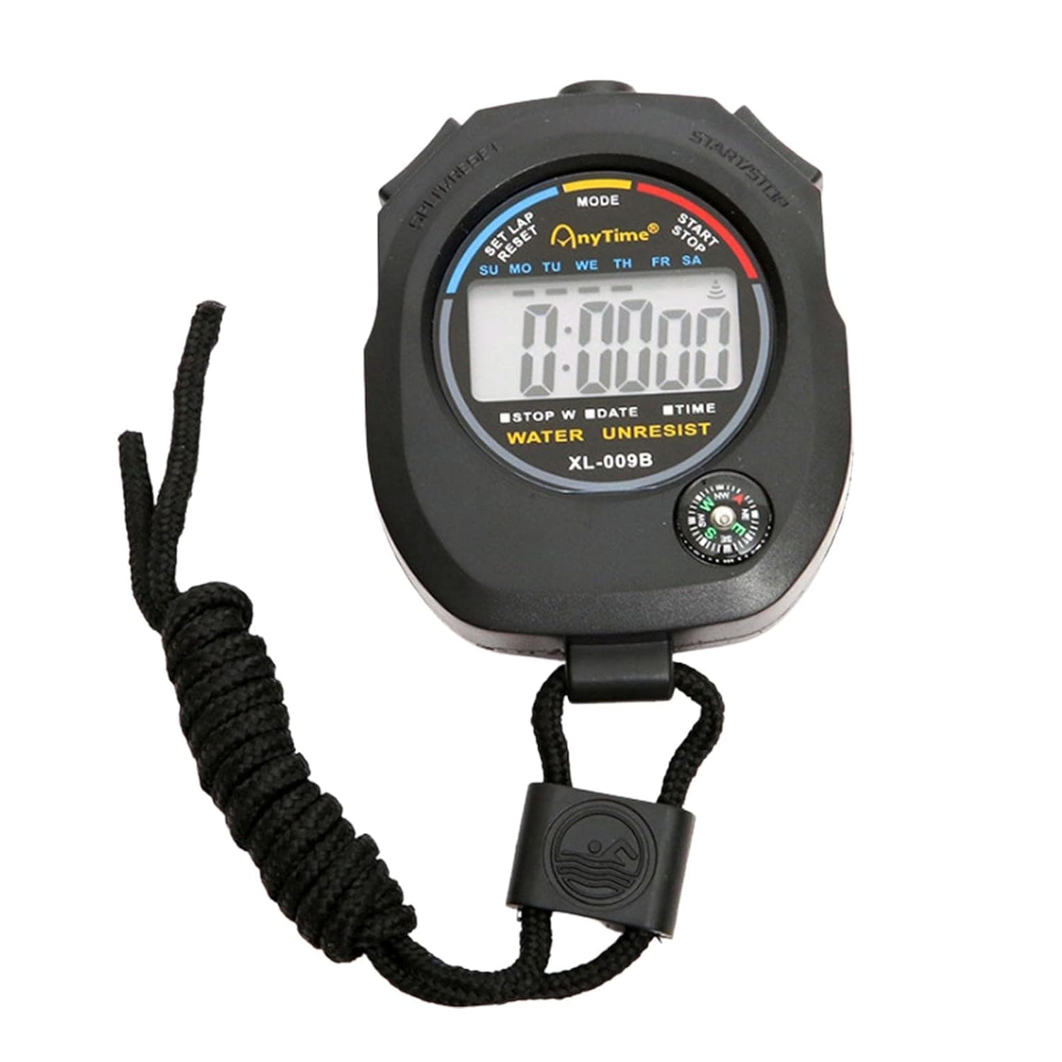 Buko Stopwatch with Alarm Handheld LCD Digital Professional Timer Sports Stop Watch with Plastic Box Black (Modern/W Compass)