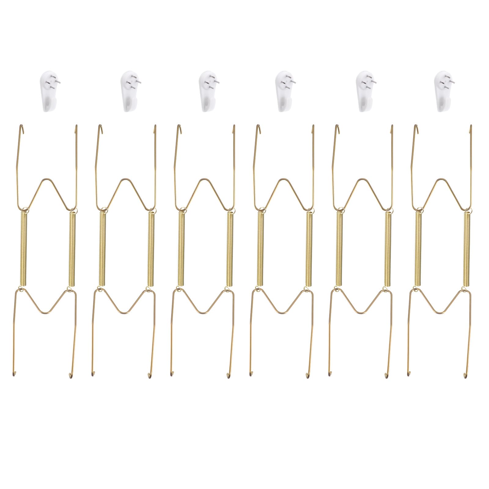 uxcell 6pcs Stainless Steel Invisible Wall Plate Hangers with 12 Hooks and Tip Protector for Decorative Plates and Art