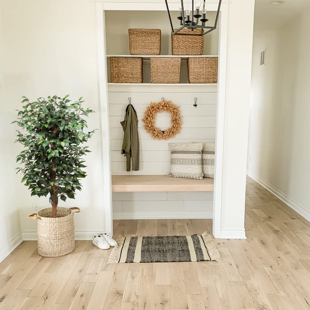 Ficus Benjamini Plante artificielle avec tronc en bois véritable Idéal pour la décoration intérieure Vert