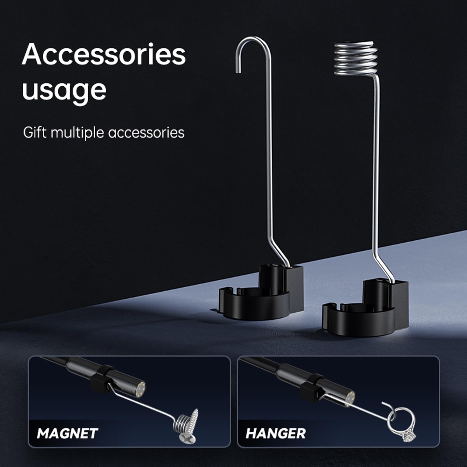 Kamera Endoskopu z światłem, Podwójny Obiektyw 8 Mm 1080p HD Borescope z Ekranem 4,3 Cala, 8 Regulowanych Diod LED, Kabel Pół-szorstki, IP67 Wodne Odporne na kontrolę (5M / 16,4 stopy)
