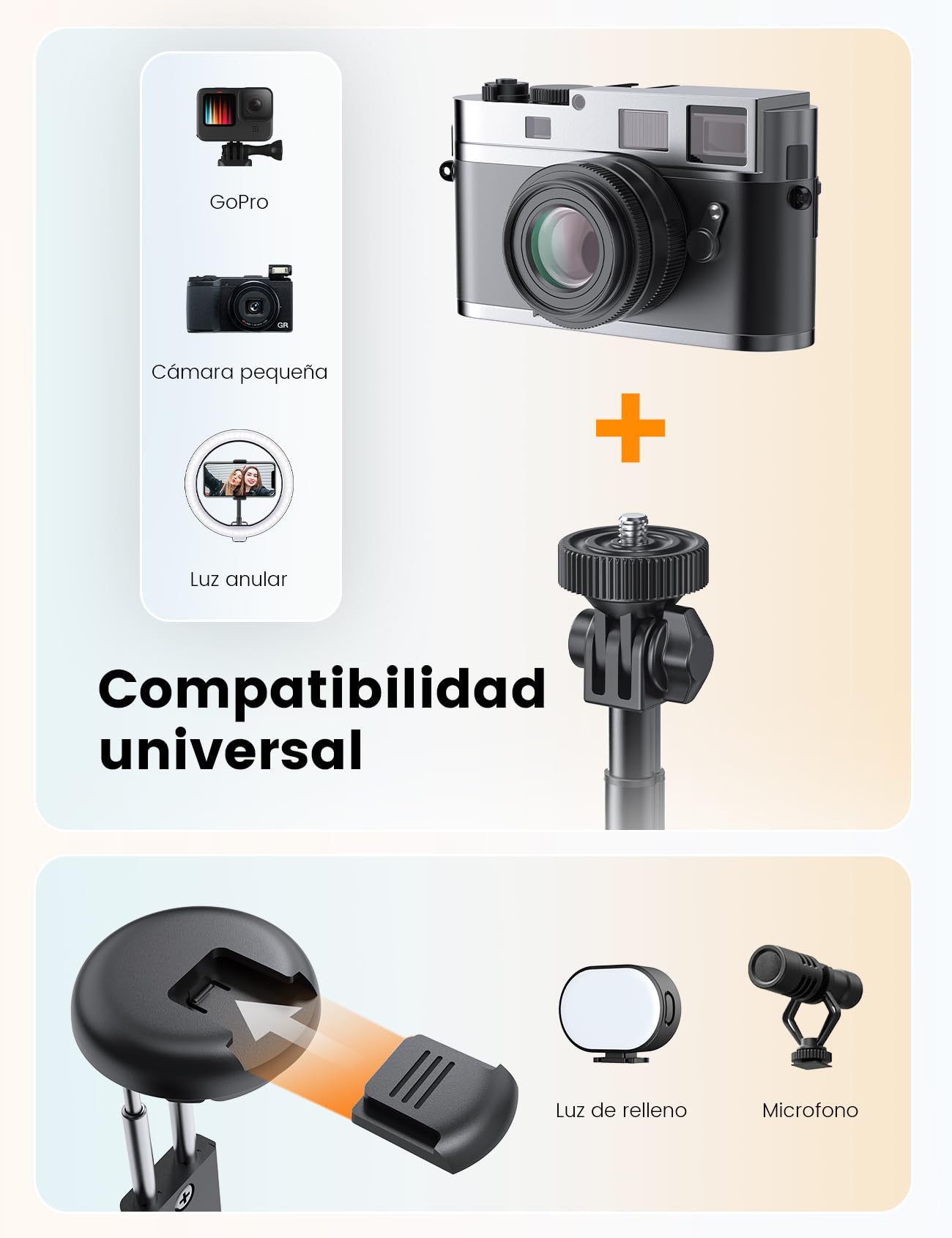 ANXRE Tripode para Movil con Luz, NT99 172cm Palo Selfie Trípodes De Mesa Y Viaje, Soporte Movil Tripode con Control Remoto Compatible con Telemovel/Gopro/Cámara