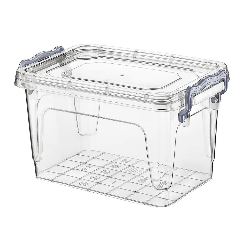 Concept4u 1 Liter Plastic Storage Box with Lid Clip Multipurpose Clear Rectangle Container Transparent Heavy Duty Stackable Box Ideal for Home, Office, Kitchen, Food, Toys, Closet, Animal Feed
