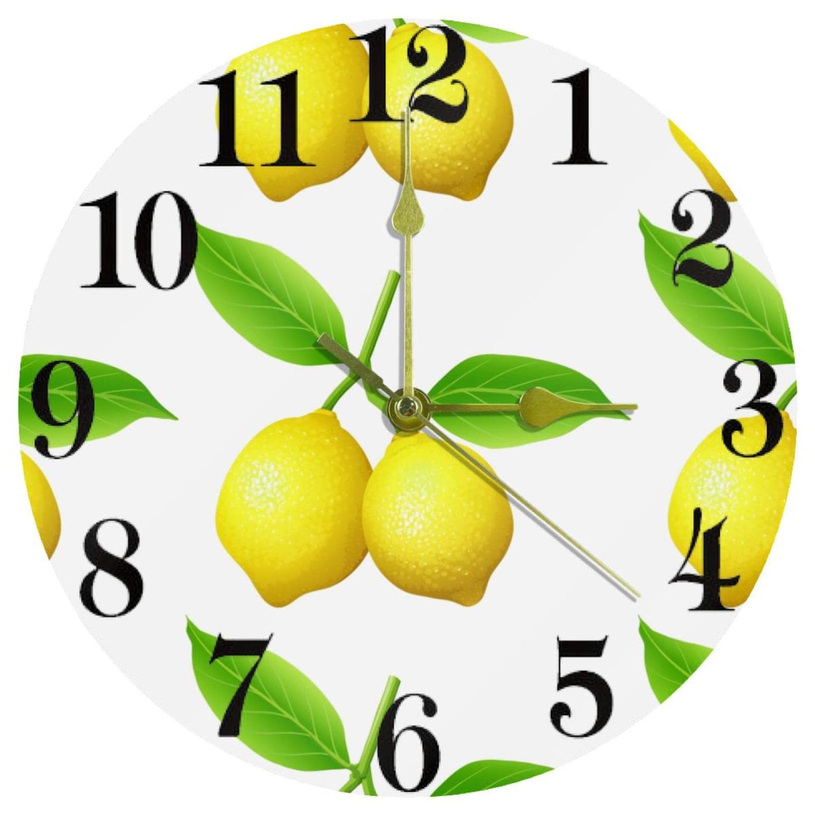 Horloge murale ronde sans bruit cadran citron pour votre maison