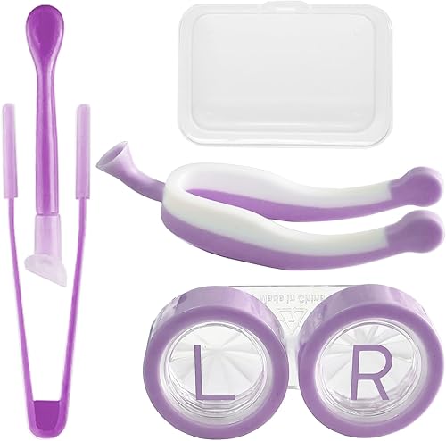 Herramienta de inserción y extracción de lentes de contacto suave, pinzas con punta suave, juego de estuche portátil para lentes de contacto para