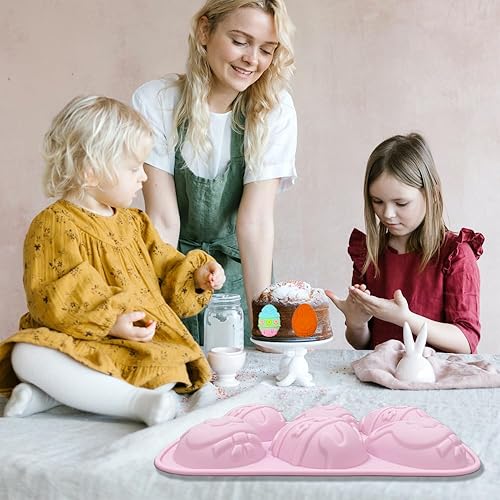 Miniatura 5 de Molde de silicona con forma de huevo de Pascua, 2 moldes de silicona para chocolate, dulces, magdalenas, magdalenas, gelatina, jabón, bomba de baño,