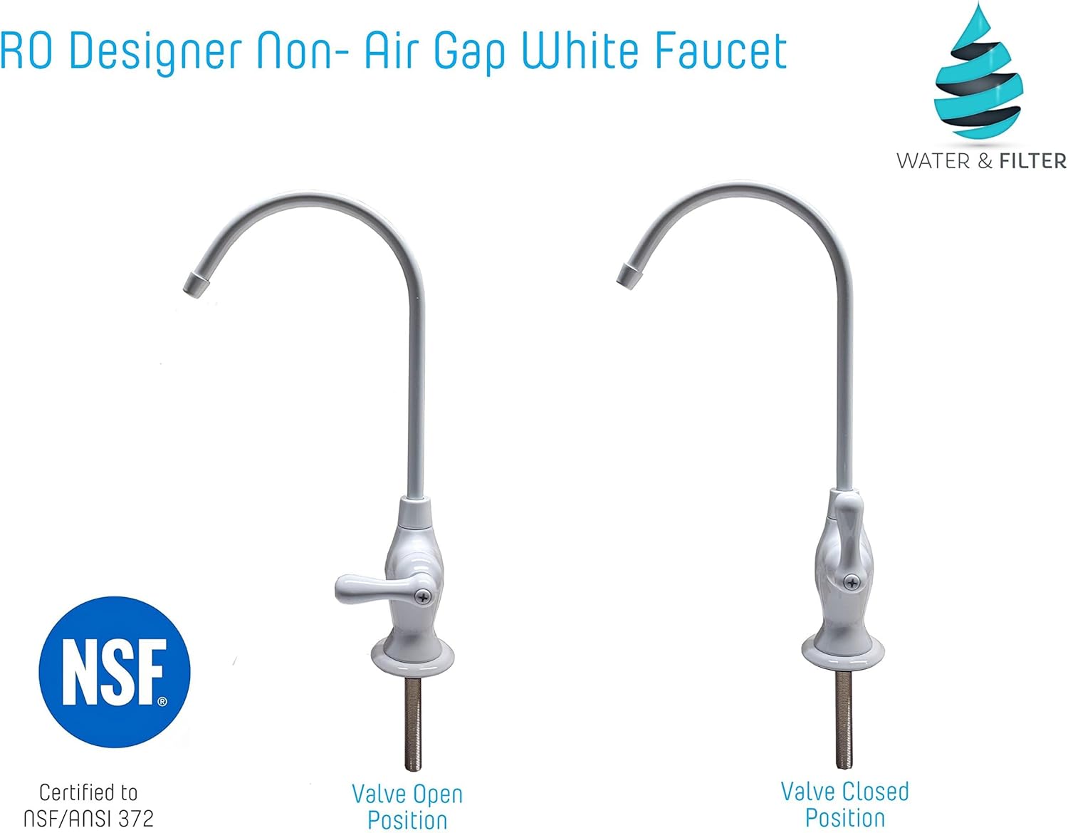 Water & Filter Designer White Finish Non-Air Gap Drinking Water Reverse Osmosis (RO) Faucet