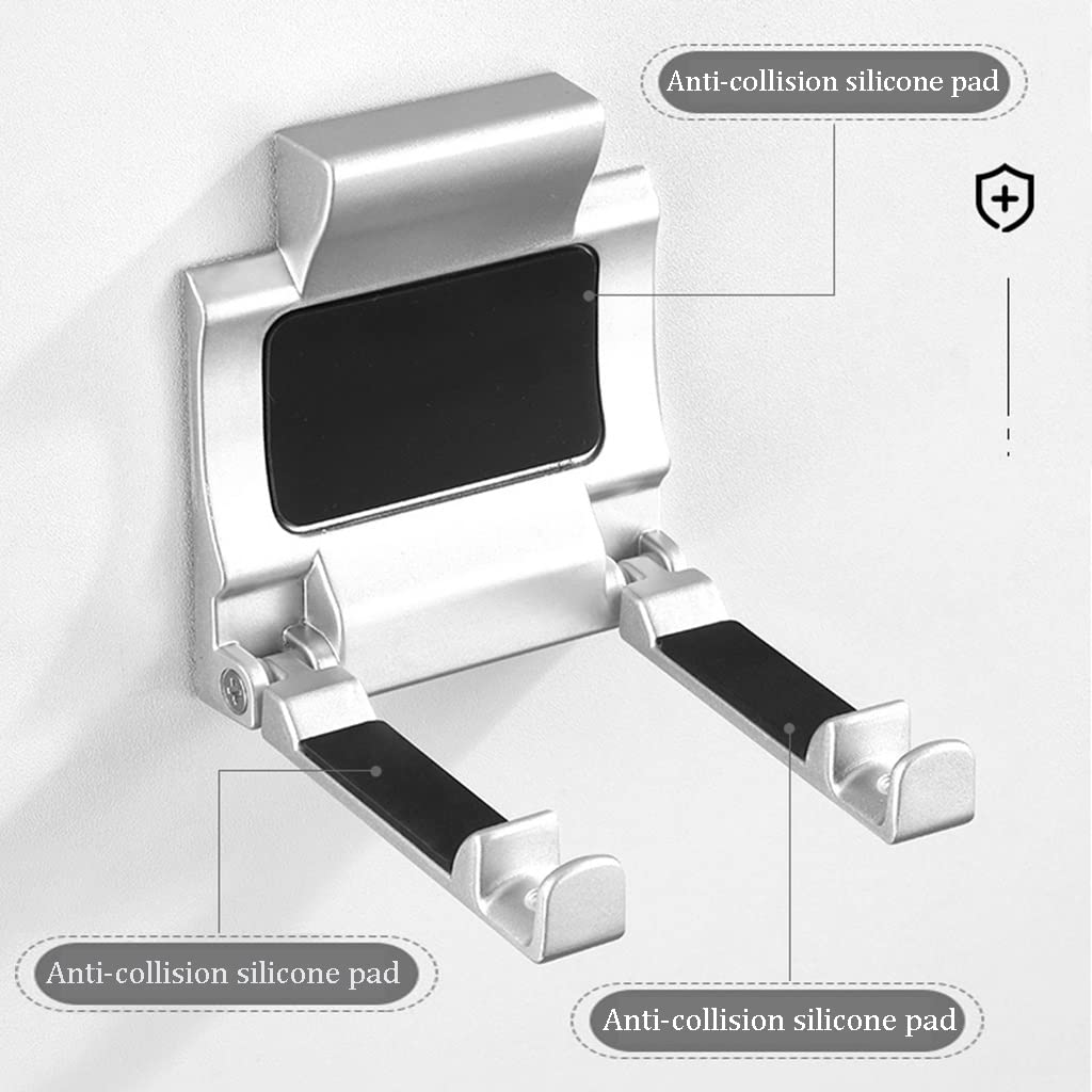 Wandhalterung Haartrockner Halterung Platzsparend Um 90° Klappbar Fönhalter，Space Aluminium Matt rutschfest Föhn Ständer，Starke Haftung (Color : Black*2, S : 3.6 * 3.8inches)