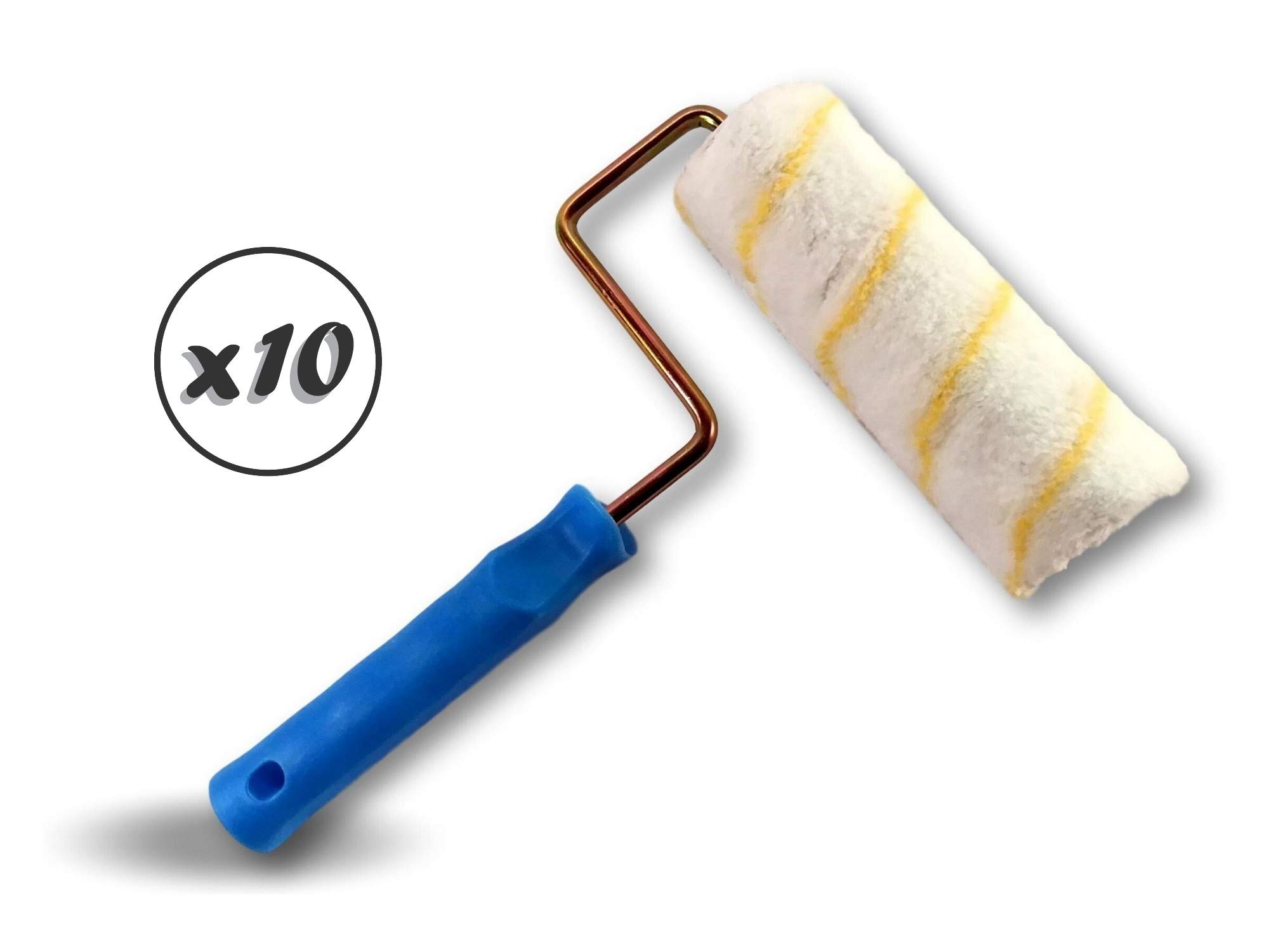 Kibros Lot 10 rouleaux peinture polyamide rayé jaune Ø alésage 8 mm 180