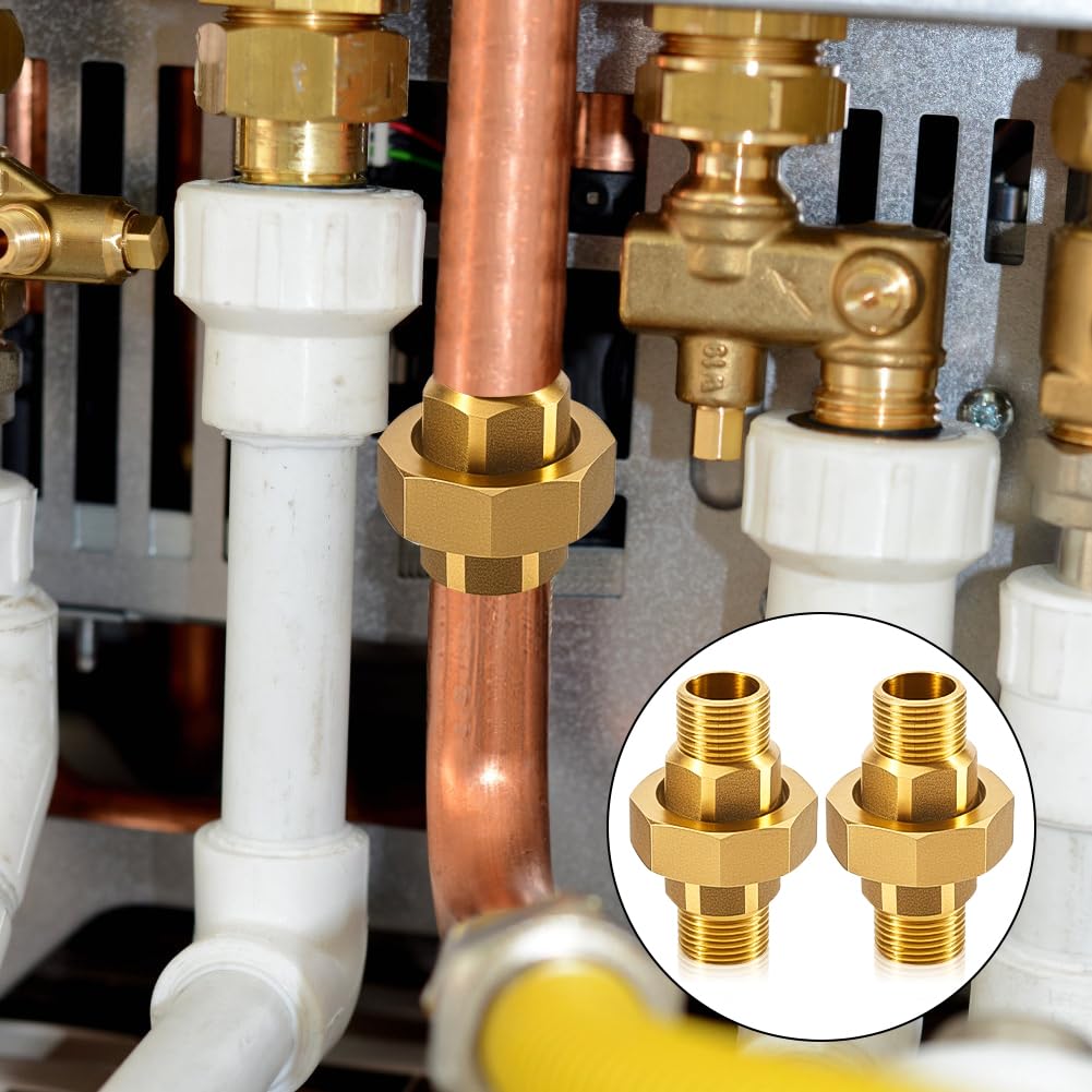 2 Stück Messing Verschraubung 1 Zoll, 1" AG/AG Messing Gewindefitting, Verschraubung Konischdichtend mit Außengewinde, DN25 Rohrverschraubung Gewindefitting für Wasser & Heizungsinstallationen