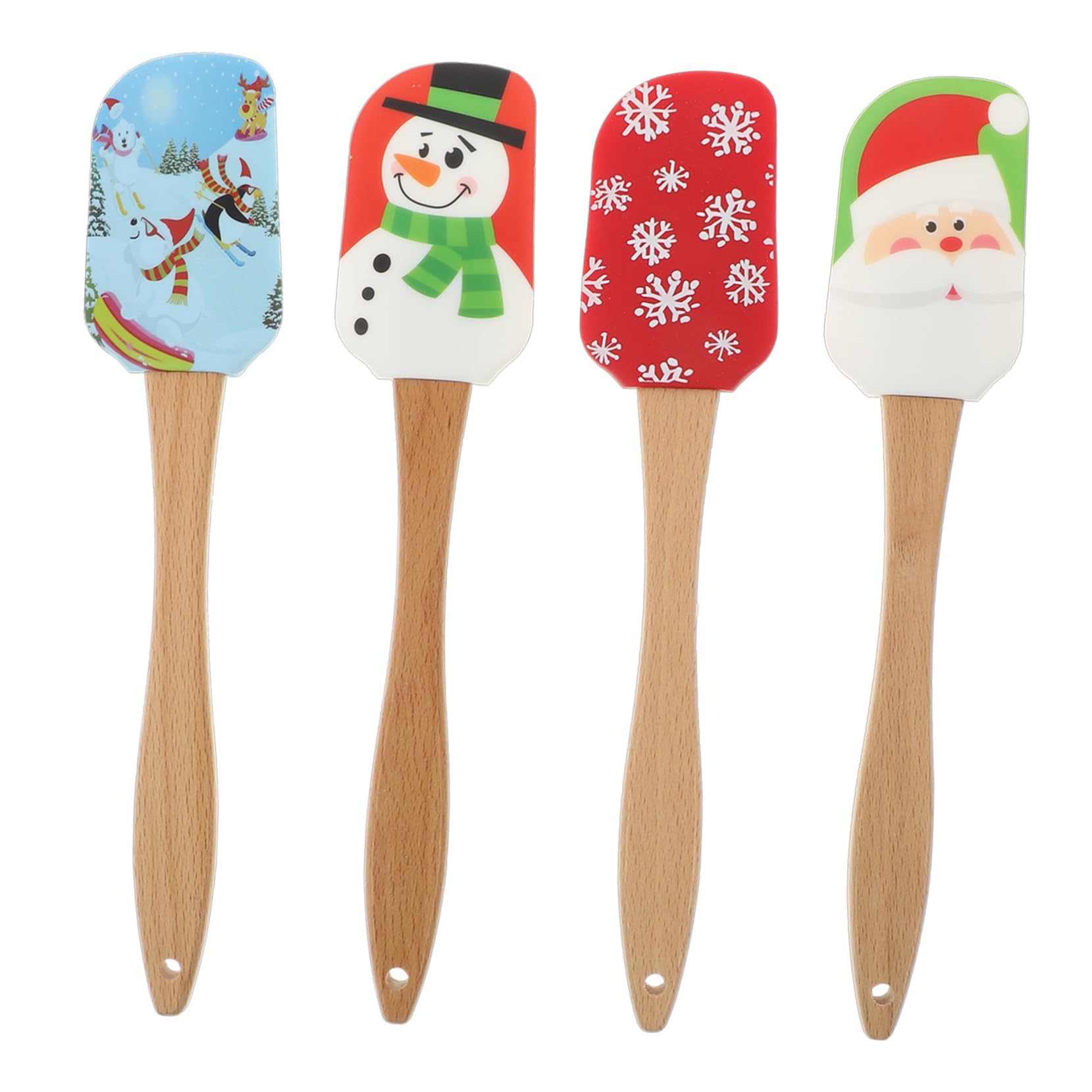 Lot De 4 Spatules En Silicone, Grattoirs à Pâtisserie Assortis, Couleurs De Noël, Spatules à Crème, Ustensiles Cuisine Pour Pâtisserie Et Décoration Festive