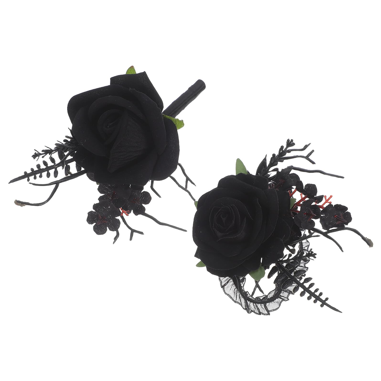Mariage sombre : ornement poignet dentelle et boutonnière gothique noire