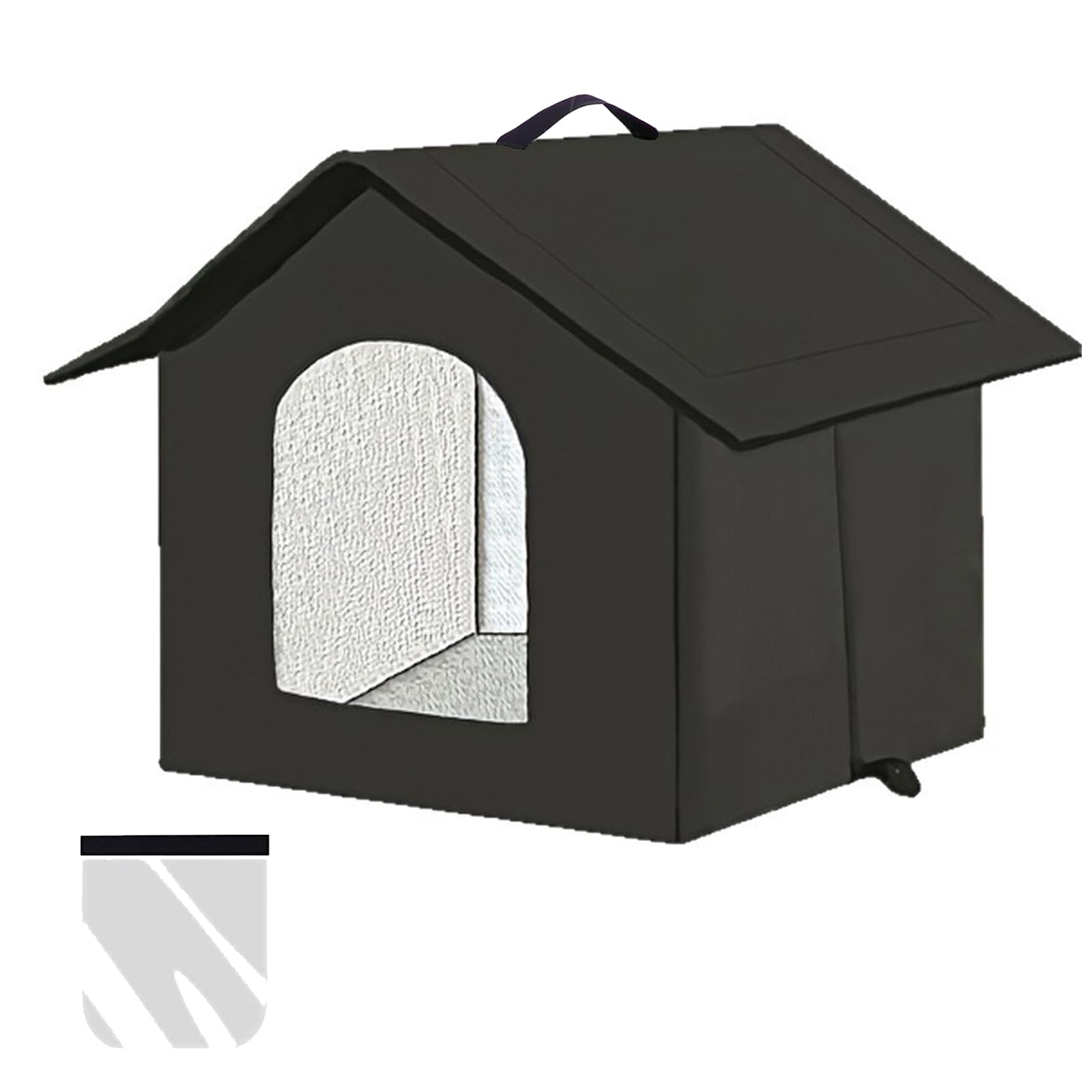 Casetta per gatti e cuccioli di cani per esterni, impermeabile, resistente all’inverno, con tenda trasparente rimovibile (L, nero 1)