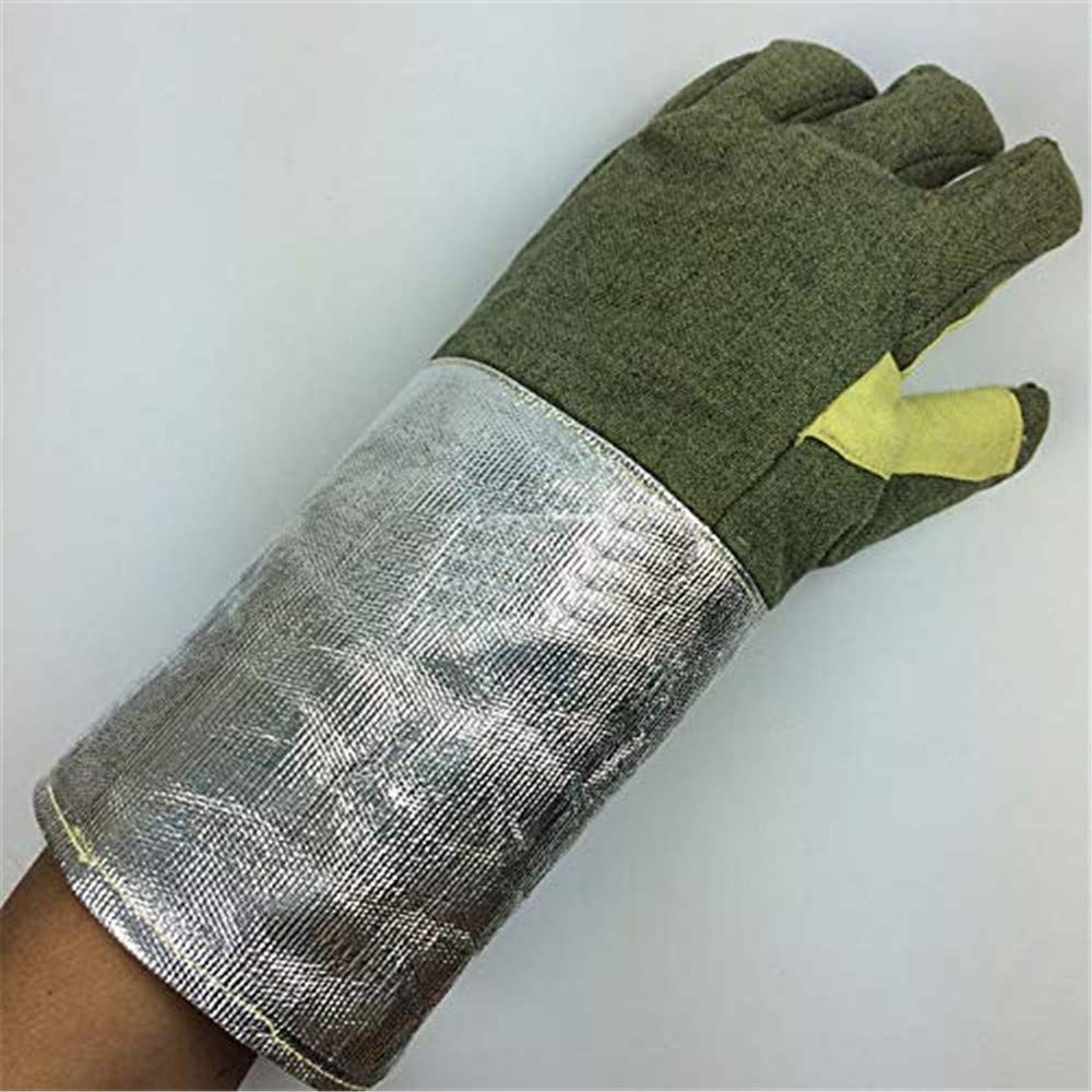 ZAJIWF Hochtemperatur-Handschuhe, 1000 Grad Hochtemperaturbeständige Handschuhe, Industrie-Schutzhandschuhe, Aluminiumfolie Feuerbeständige Handschuhe Baumarkt