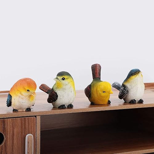 Miniatura 3 de ViaGasaFamido Mini figura de pájaro de resina, adornos de estilo moderno, 2.8 x 2 pulgadas, juego de 4 esculturas de pájaro surtidas, figuras