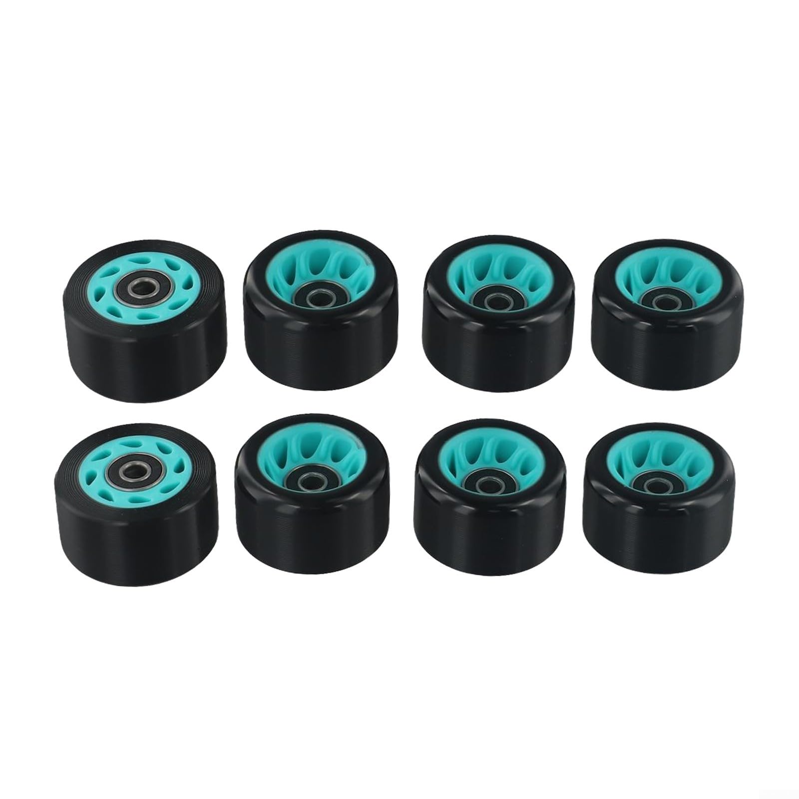 Lot de 8 roues de patins à roulettes pour skateboard à double rangée et quad avec matériau PU et roulements en acier au carbone, adaptées pour les surfaces asphaltées et de parc (noir (bleu (88A))