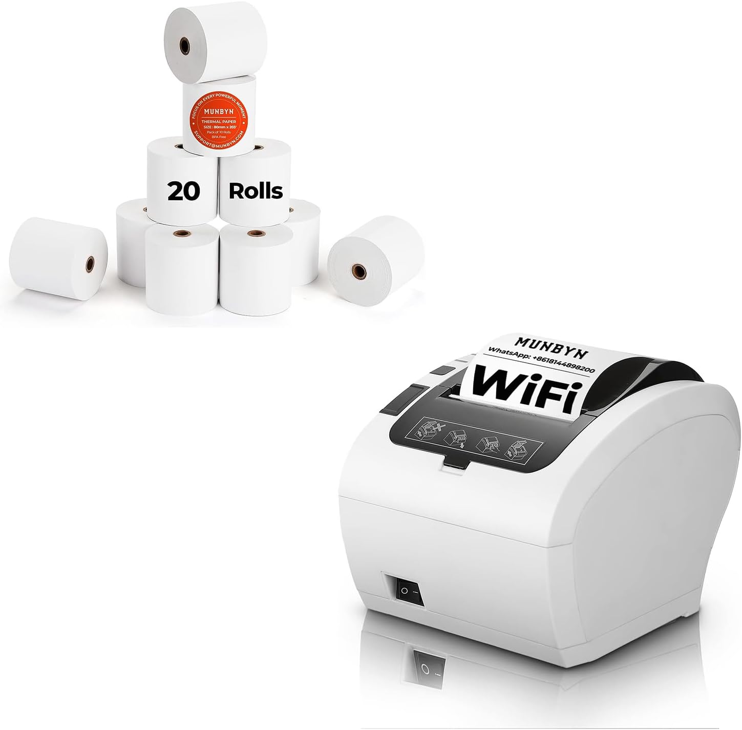 MUNBYN 20 Rolls Thermal Paper 3 1/8 x 230ft, Receipt Paper