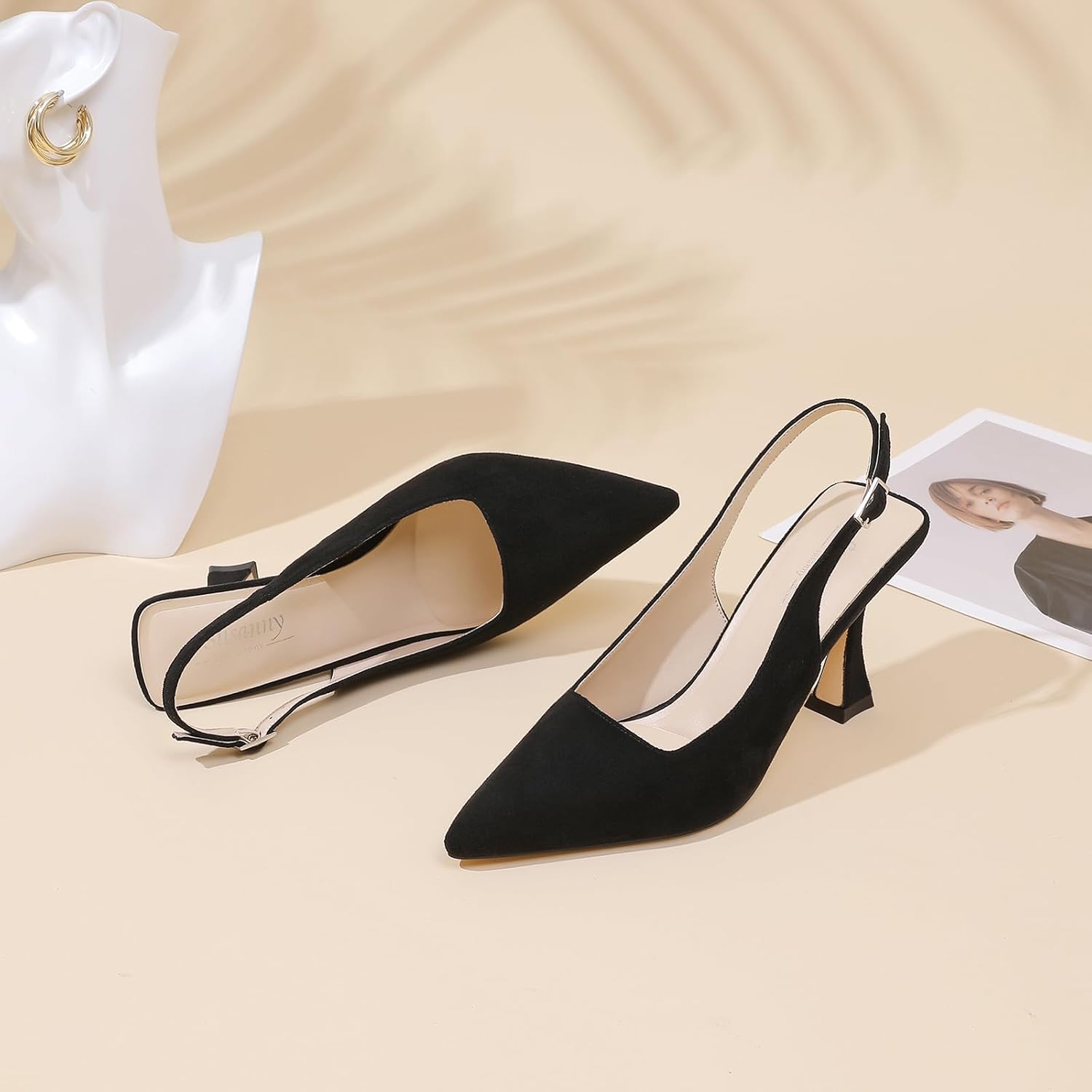 Susanny Slingback Kitten Heels Elegant Dressy Pumps for Women Closed Pointy Toe Sexy Chunky High Heels Wedding Bride Prom Party Dress Shoes - Image 8