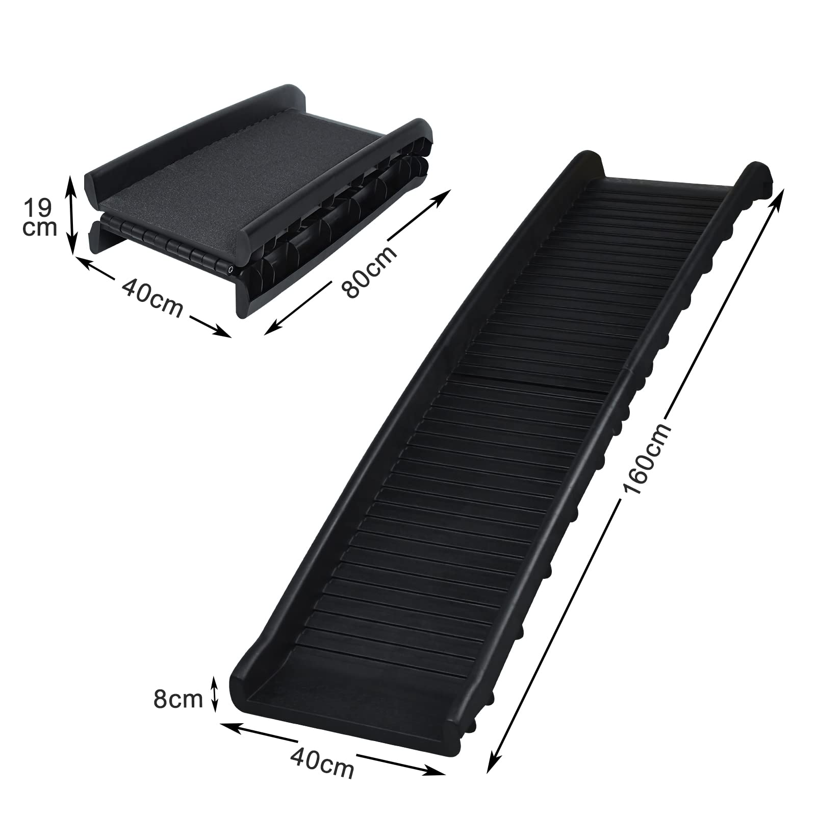 FIVMEN Rampa para Perros Plegable para Coche Escaleras para Perros Antideslizante hasta 90 kg 156 x 40 cm Rampa para SUV, Grandes Animales Pequeños