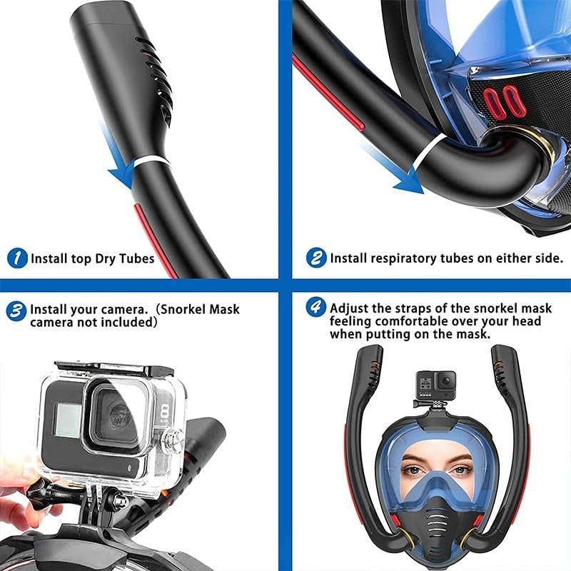 Máscara de snorkel panorámica Máscara de snorkel ajustable Máscara de buceo for snorkel for adultos Máscara de buceo con respiración libre Máscara de snorkel UV Antivaho Transpirable Visión clara Equi