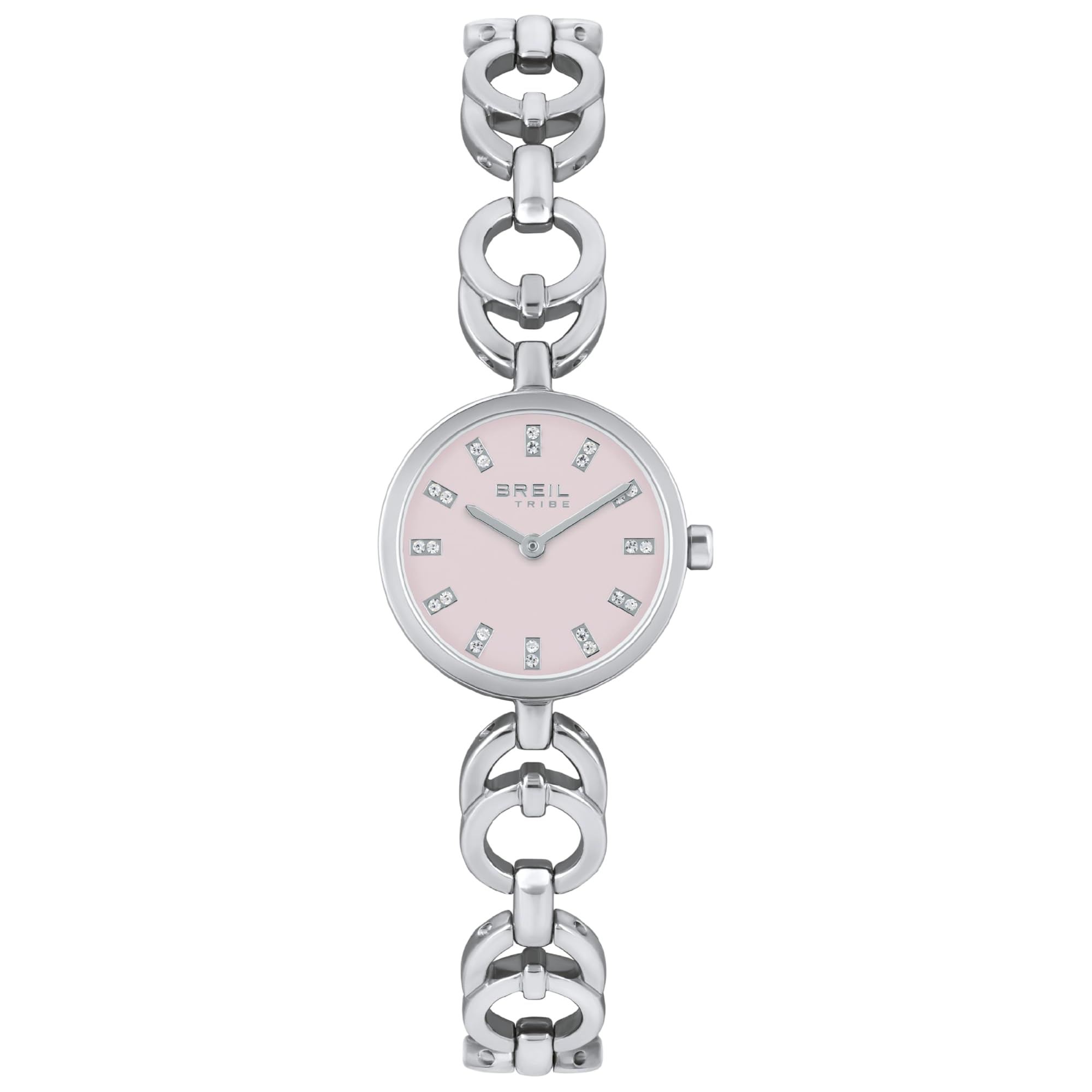 Breil, Collezione Type, Orologio Donna in Acciaio, Movimento al Quarzo Solo Tempo TMI VJ20, Chiusura a Gioielleria, Resistente all'Acqua, Lunghezza Regolabile 13.5-19 cm, Cassa 24mm, Silver-Rose