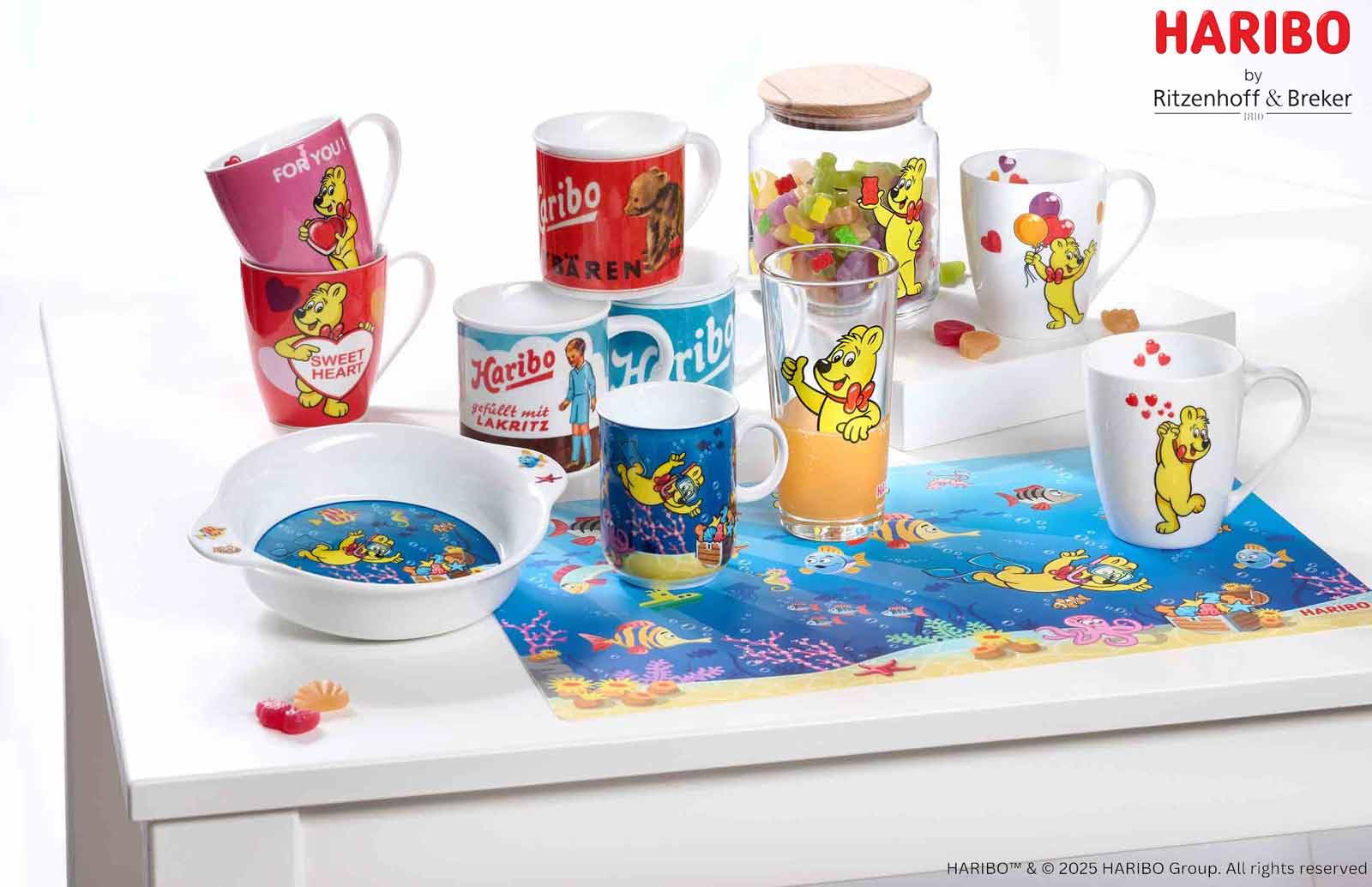 Ritzenhoff & Breker HARIBO Sweet Heart Becher 360 ml – 6er Set | Porzellan Tassen mit Goldbär Herz-Motiv | Spülmaschinenfest & Mikrowellengeeignet | Geschenkidee für Haribo-Fans