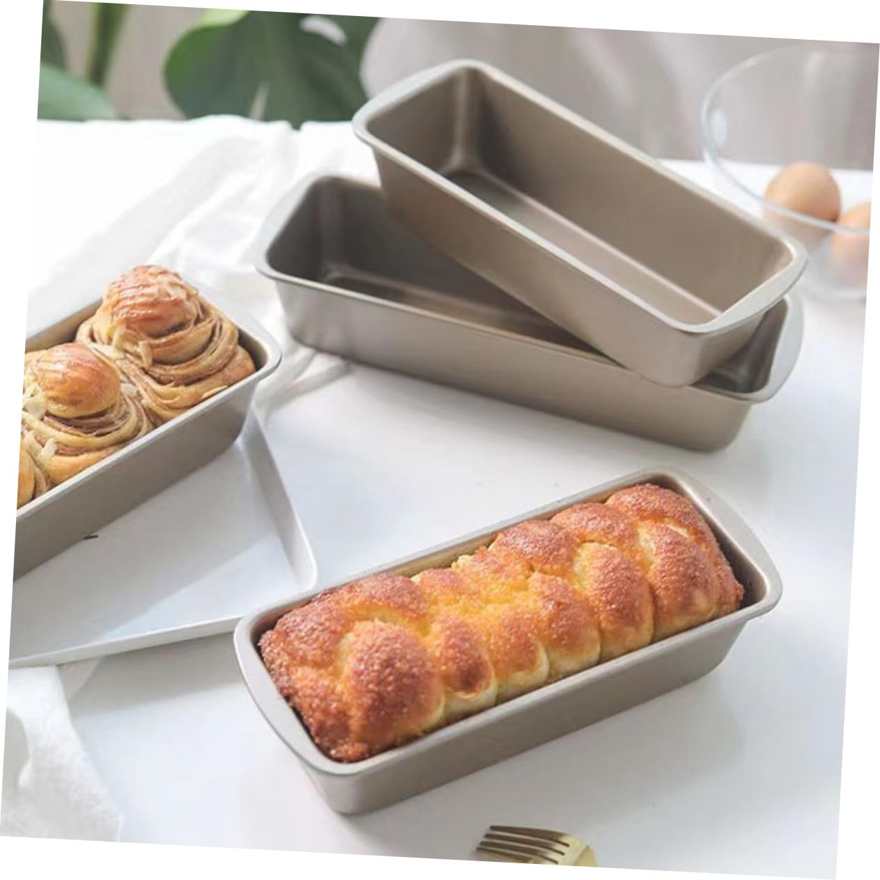 3 Piezas Molde para Pan Rectangular Antiadherente de Calidad Alimentaria Molde para Hornear Pan de Resistente al Calor para Uso Casa o Comercial