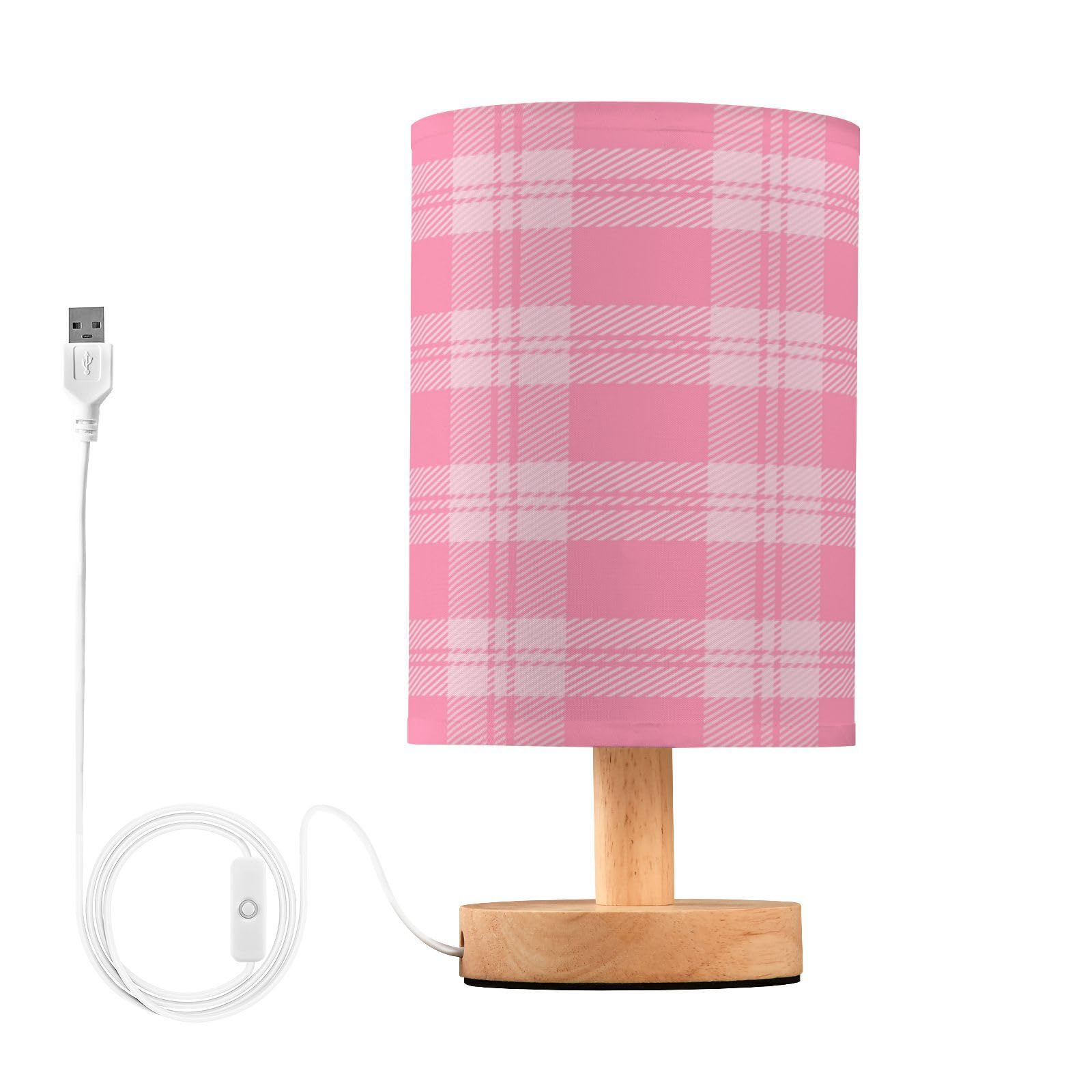 Kcldeci Bedside Table Lamp Desk Lamp Scottish Pink Checkered Nightstand Lamp Side Table Lamp for Bedroom Home Christmas Decorations