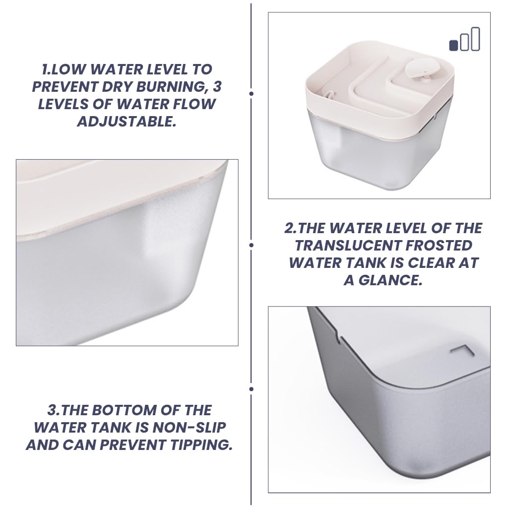 Zibuyu Cat Water Fountain 2.2L Electric Quiet Automatic Multiple Filtering 1
