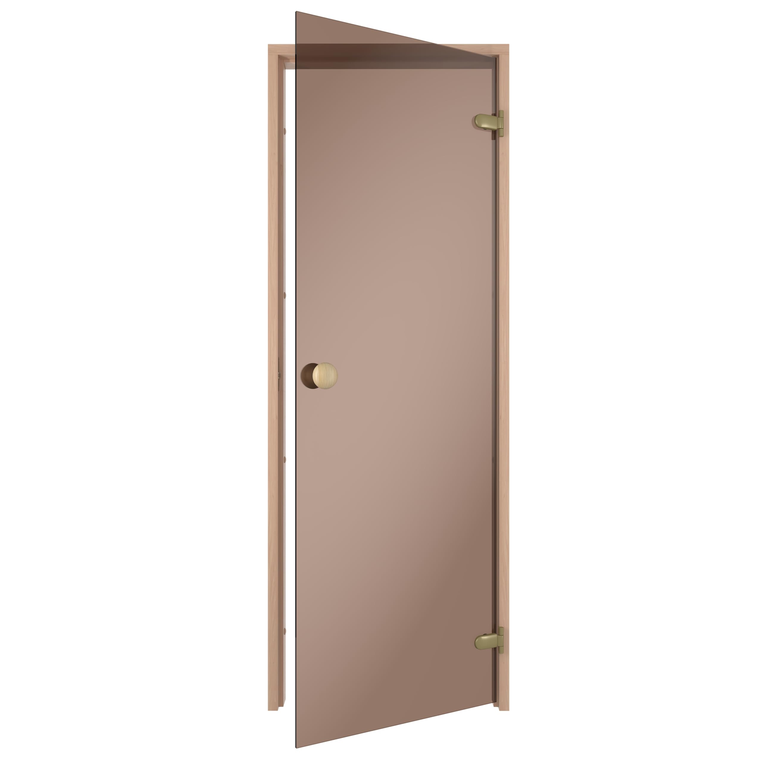 Drzwi do sauny Essential – szkło bezpieczne ESG, 8 mm, laminowana rama drewniana, montowane z prawej lub lewej strony (brąz/olcha, 70 x 190 cm)