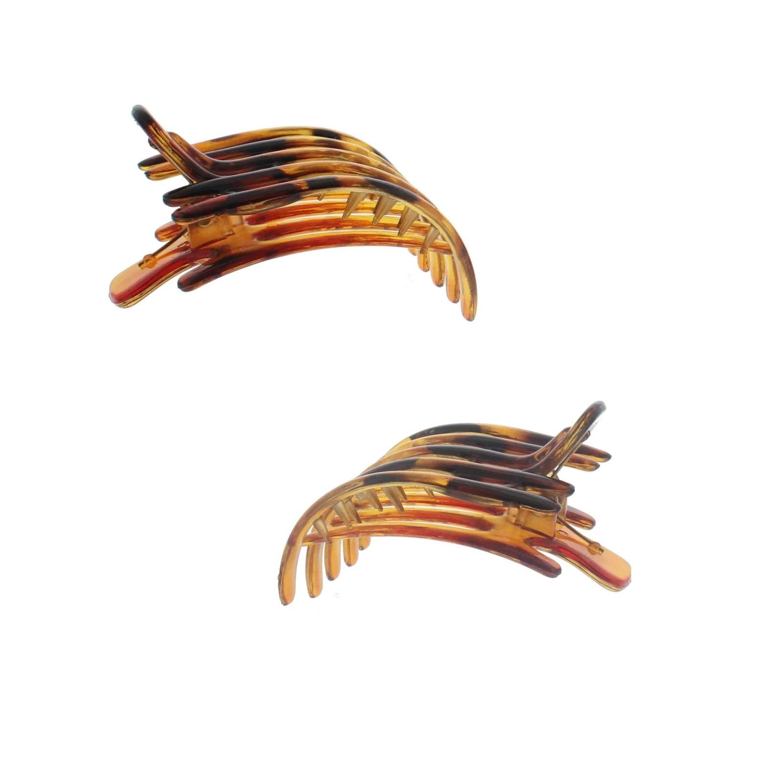 Mytoptrendz® Ladies Crab Style Hair Claw Clamp 5 prong Plastic Fork Crab French Hair Clips Set of 2pcs Tortoise Brown