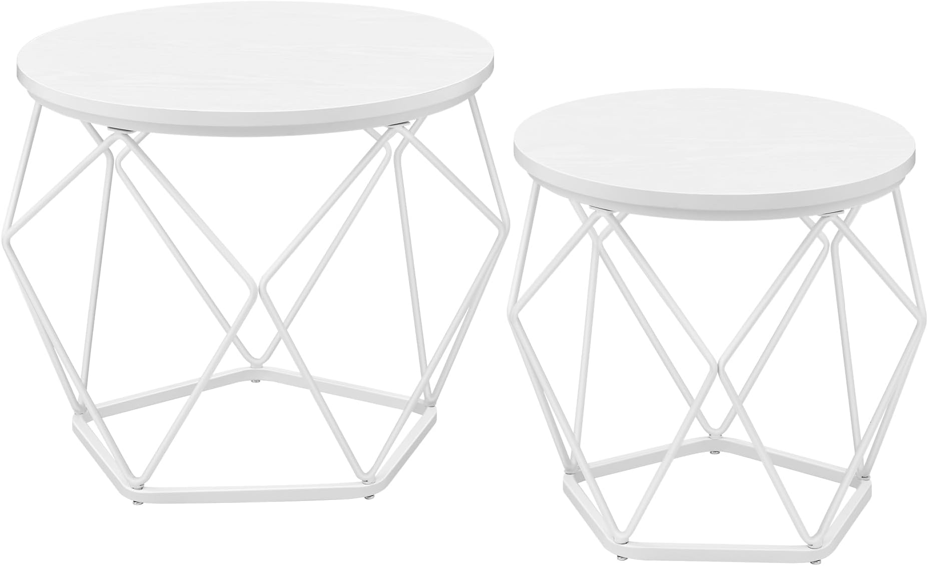 VASAGLE Round Coffee Table, Set of 2, Living Room Table, Side Table, Modern, Removable Table Top, for Living Room, Snow White/Cloud White LET040W46