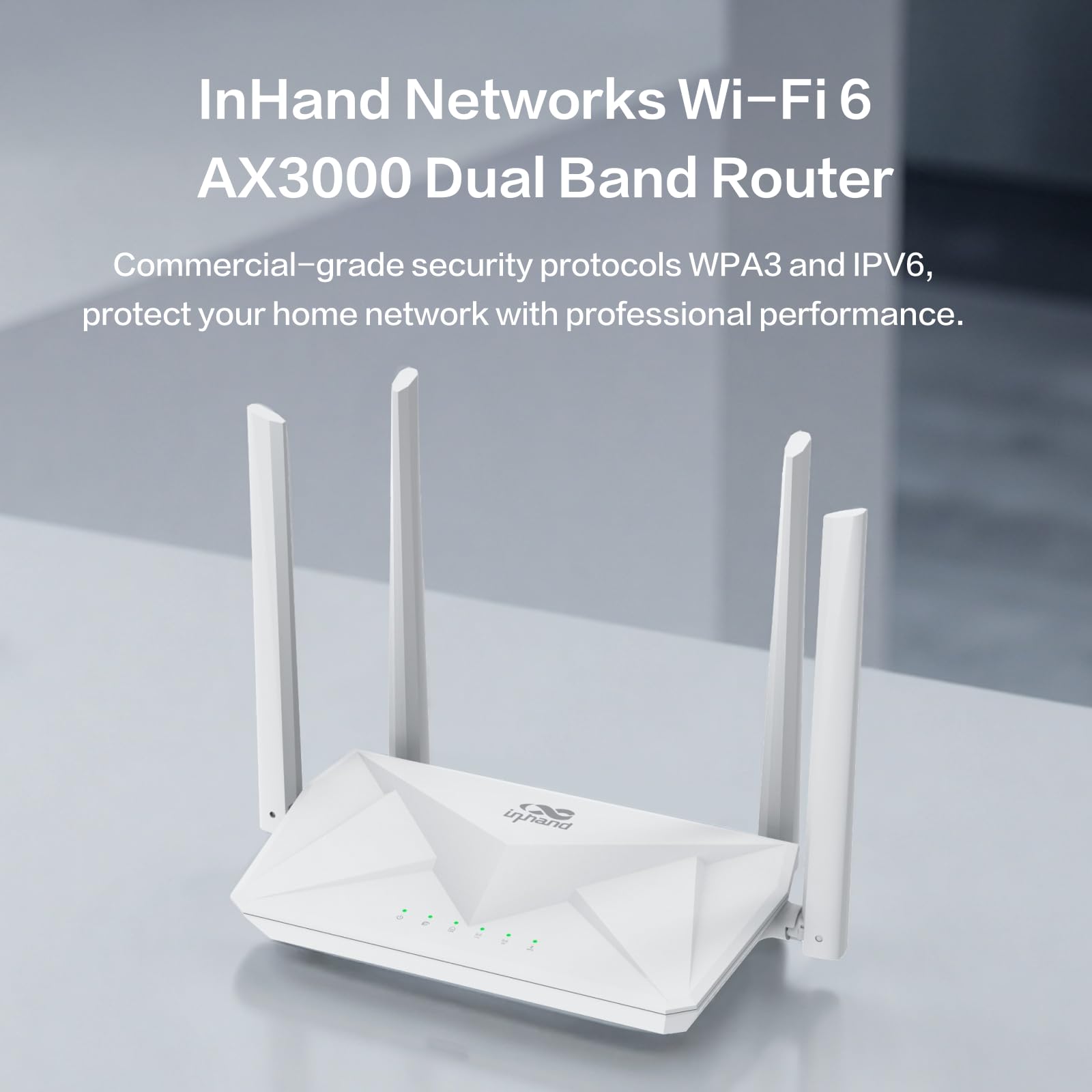InHand Networks AX3000 Router Wi-Fi 6, router wireless Gigabit Dual Band, sicurezza WPA3, IPv6, controllo genitori, rete ospite, 160 MHz, 1024-QAM, MU-MIMO, OFDMA, bassa latenza per casa o ufficio