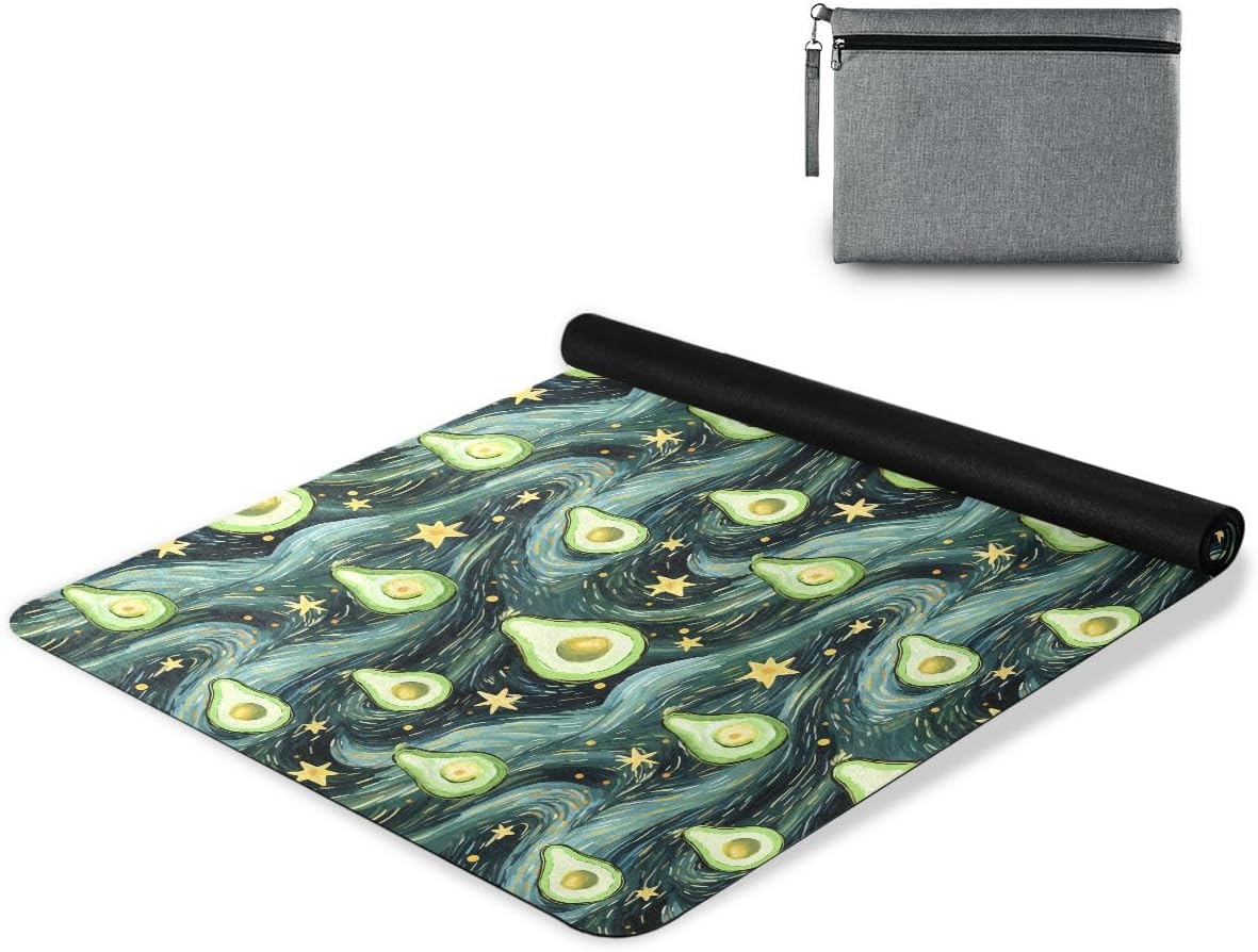 ALAZA Avocado Starry Night Galaxy Yoga Mat Non Slip Fitness Exercise Mat, Workout Mat for Yoga, Pilates and Floor Exercises