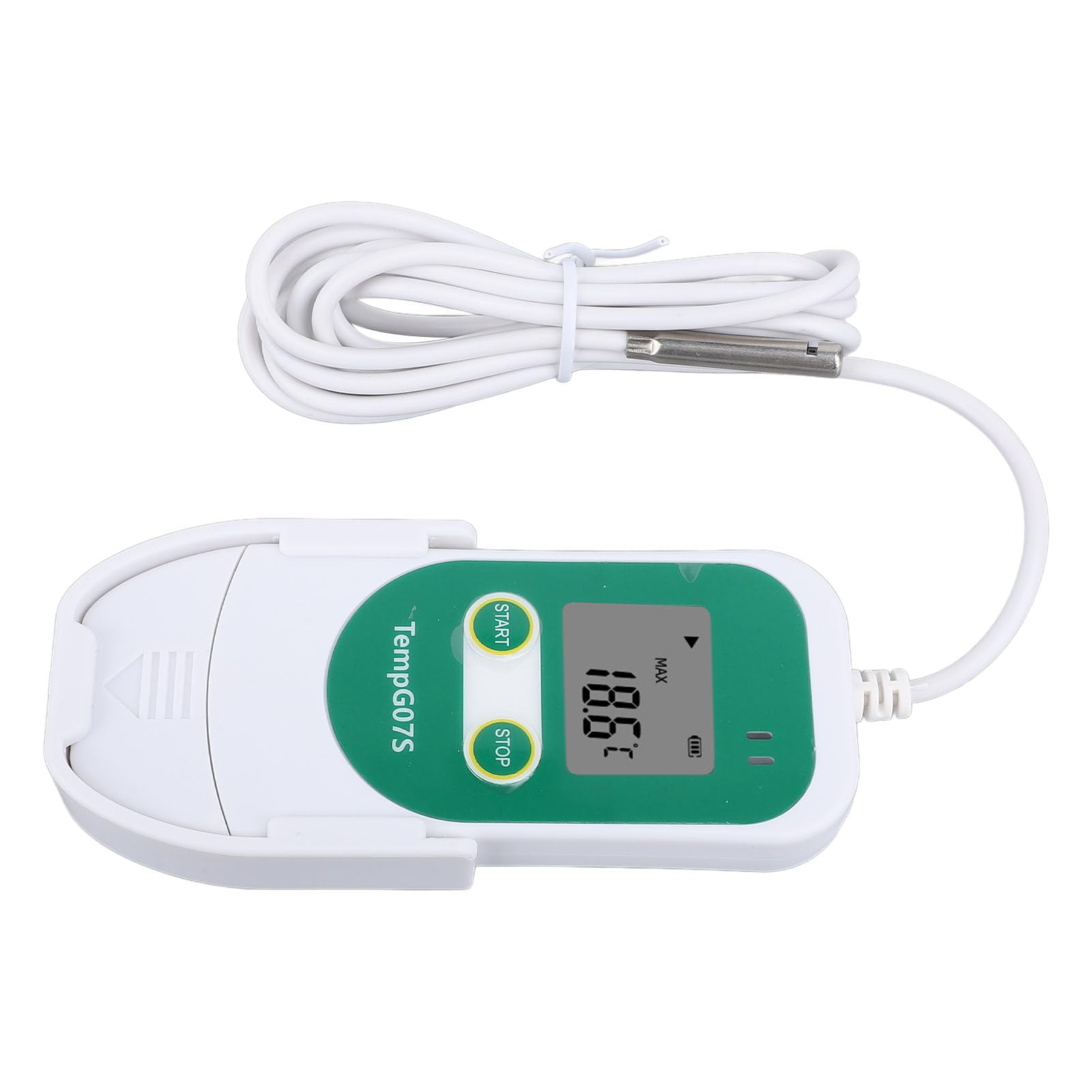 Zunate Digitaler Temperaturmonitor für Kühlschrank |USB-Feuchtigkeitslogger mit Externer Sonde PDF CSV-Export