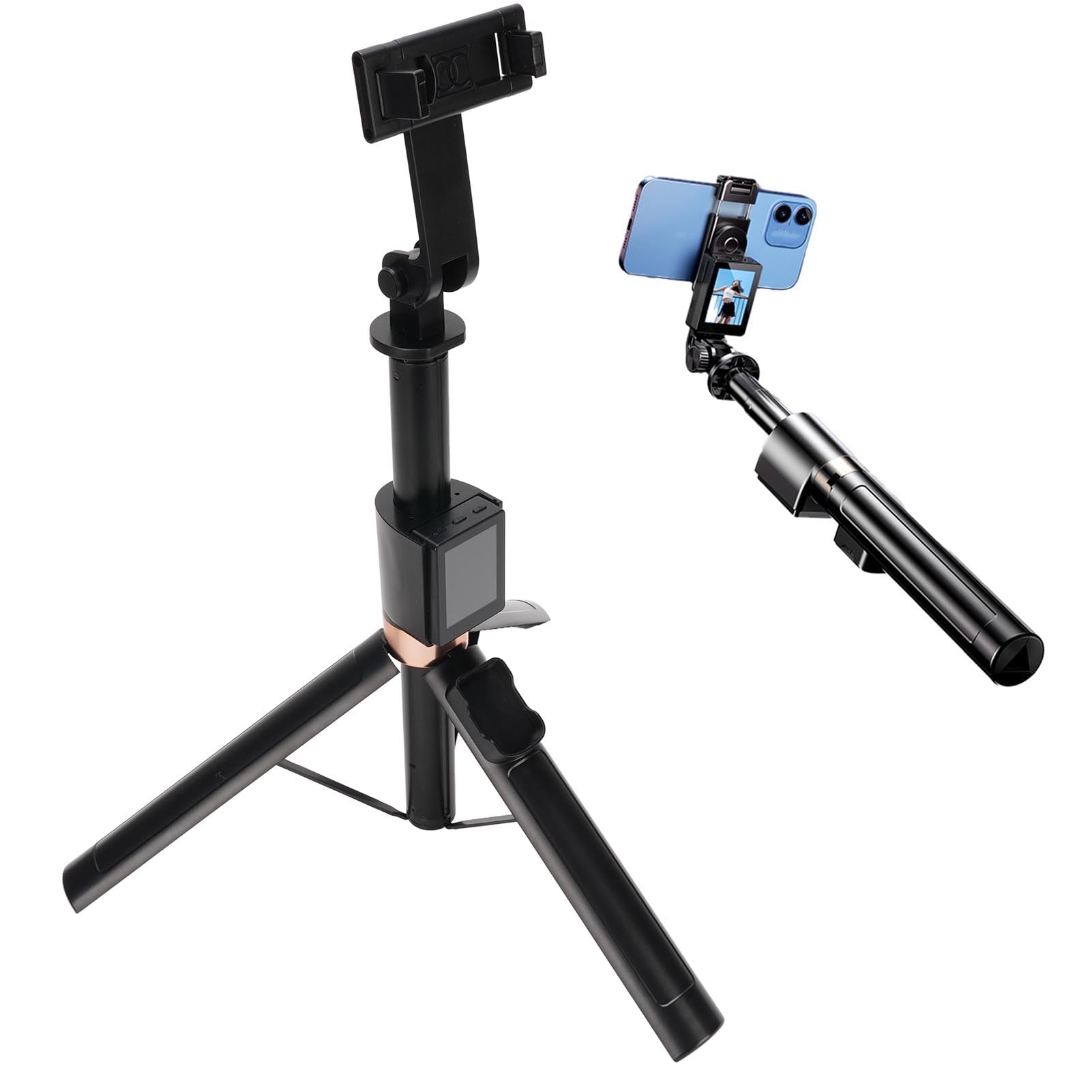 Tosuny Bastone per Selfie con Telecomando, Rotazione 360, per Telefono | Bluetooth Selfie Stick, HD Screen Projection, Aluminum Alloy, Travel Vlog Stick for