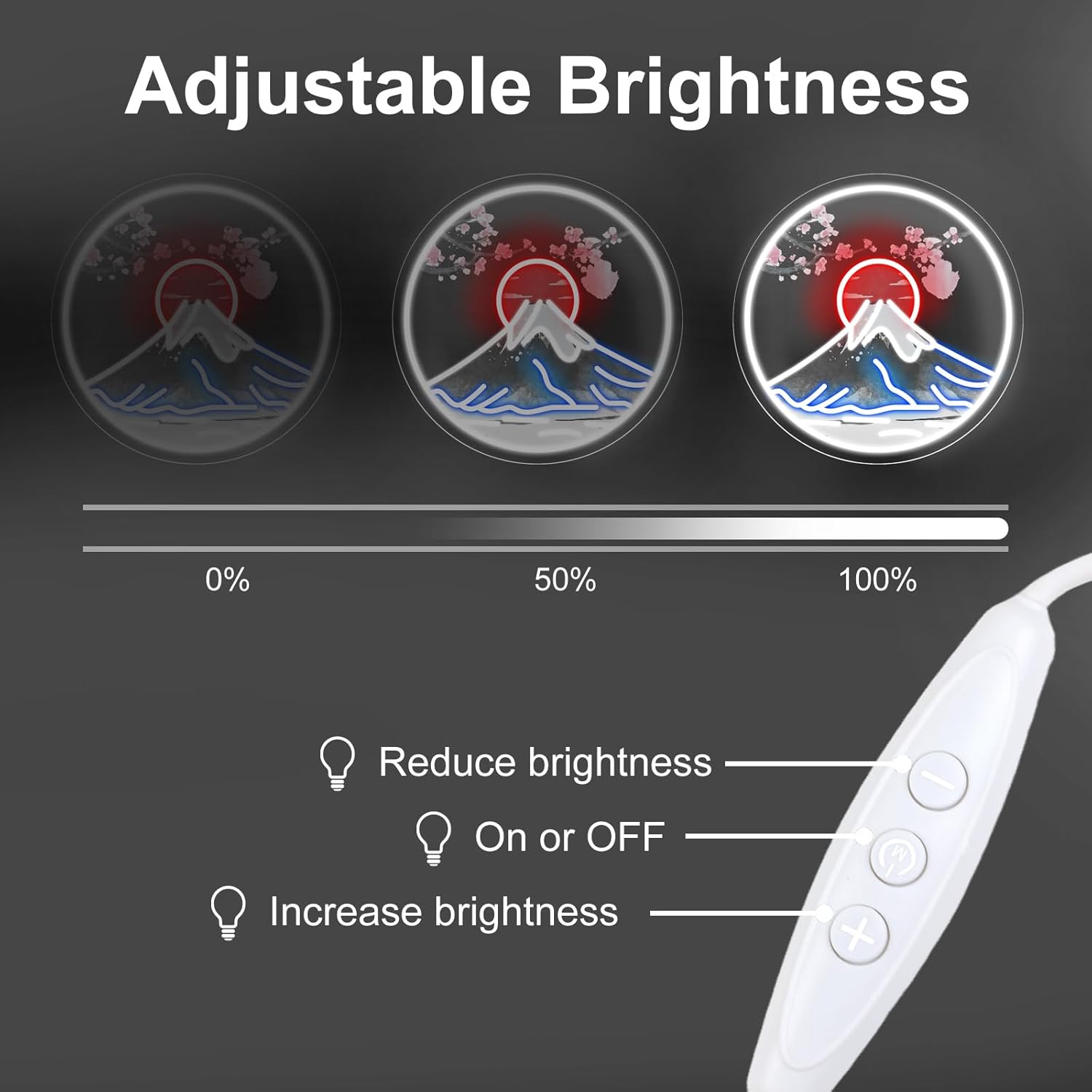 Spring Fuji Mountain Neon Sign, Japanese Mountain Led Light, Sunset Decor Wall, Landscape Neon Sign, Fuji Wall Decoration, Mountain Sign, 14"x14" - Image 5