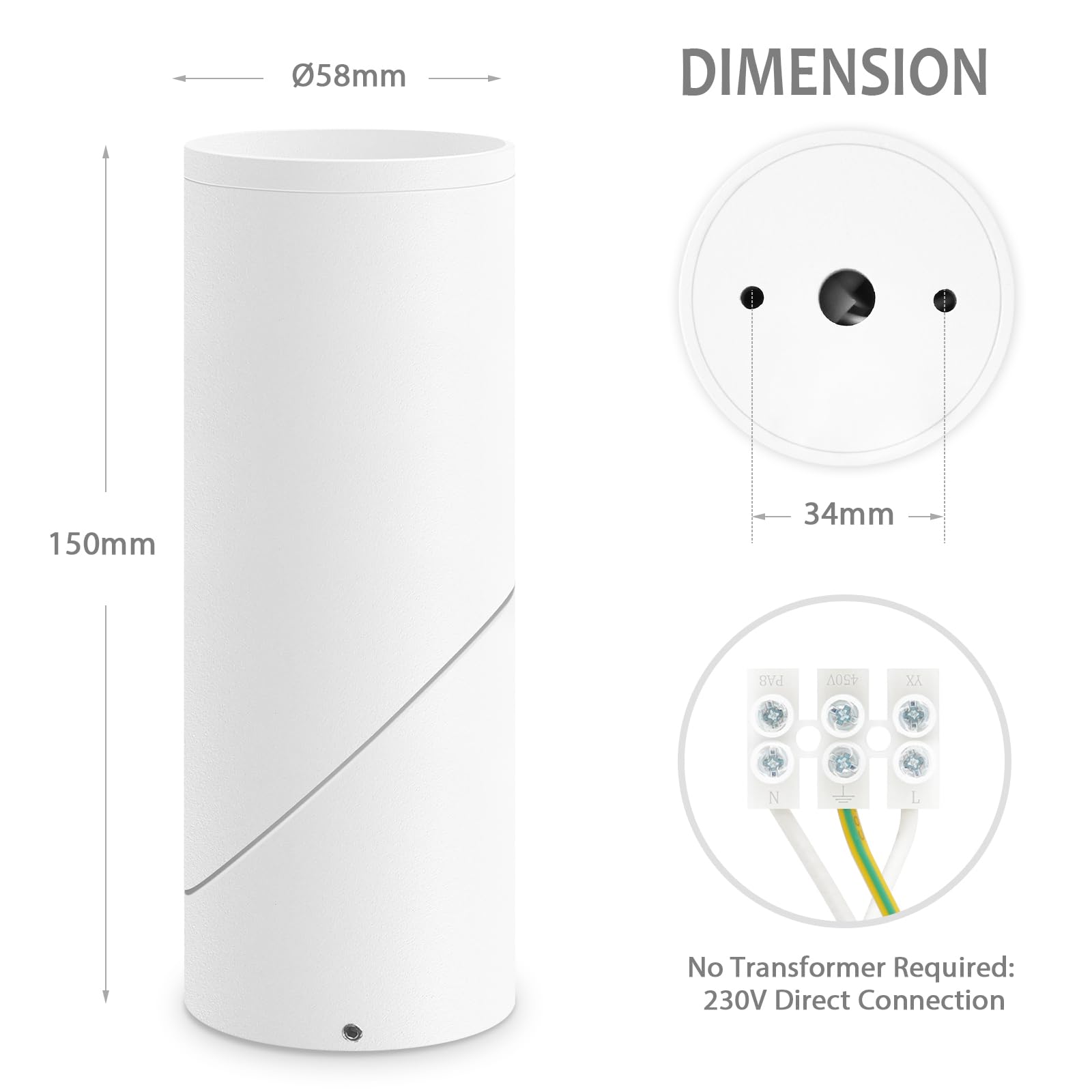 KYOTECH Spot Plafond Blanc Spot Plafonnier Orientable Moderne Luminaire Plafonnier Base GU10 Éclairage de Plafond Aluminium Rond LED Spot Mural pour Cuisine Salon Chambre